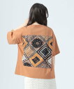 BEAMS HEART WOMEN 後 スカーフ柄 プルオーバー ビームス ハート トップス カットソー・Tシャツ ブラック ブラウン ホワイト【送料無料】