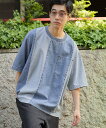 【SALE/30%OFF】niko and ... パッチワークデニム布帛Tシャツ ニコアンド トップス カットソー・Tシャツ グレー ブルー【送料無料】
