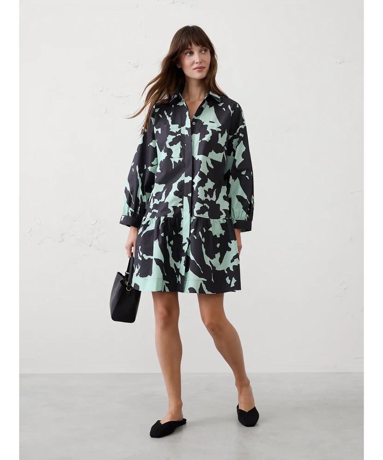 【SALE／75%OFF】BANANA REPUBLIC FACTORY STORE (W)BANANA REPUBLIC FACTORY STORE パフスリーブ ティアード ミニワンピース バナナ・リパブリック ファクトリーストアー ワンピース・ドレス シャツワンピース【送料無料】