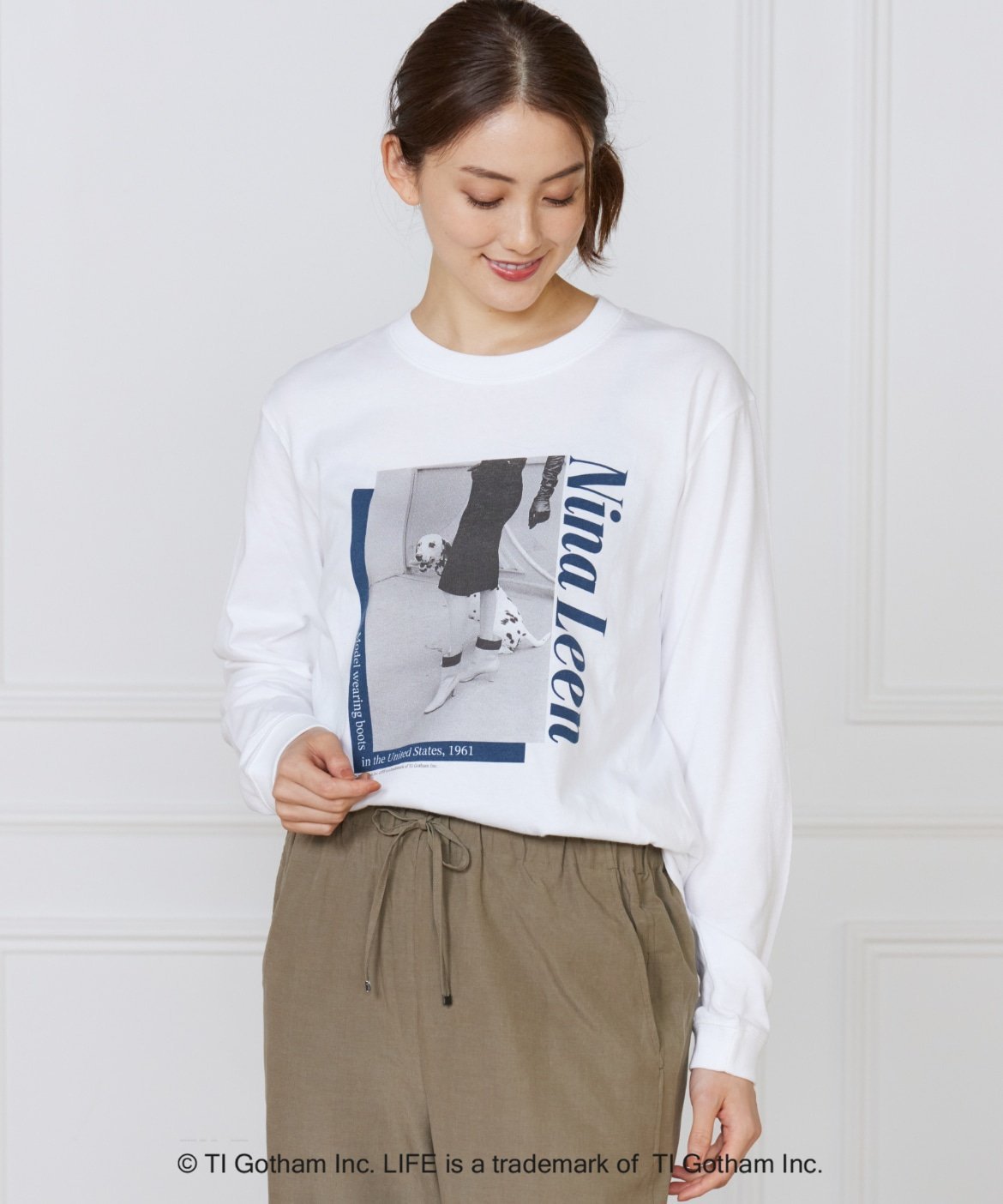 INED Nina Leen ロングスリーブTシャツ《GOOD ROCK SPEED》 イネド トップス カットソー・Tシャツ ホワイト【送料無料】