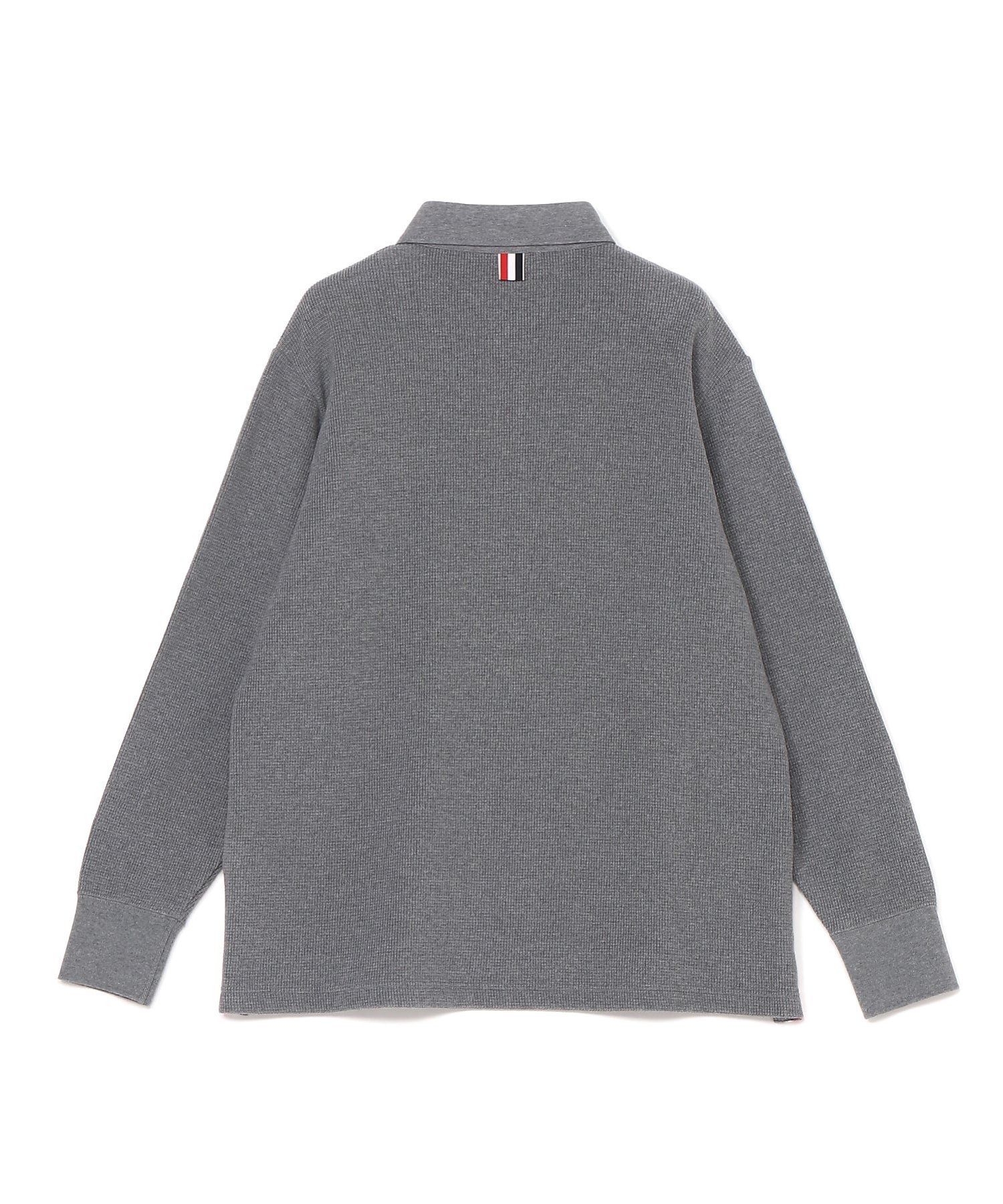 THOM BROWNE RUGBY POLO W/ 4 BAR IN TEXTURED COTTON トムブラウン トップス ポロシャツ グレー【送料無料】