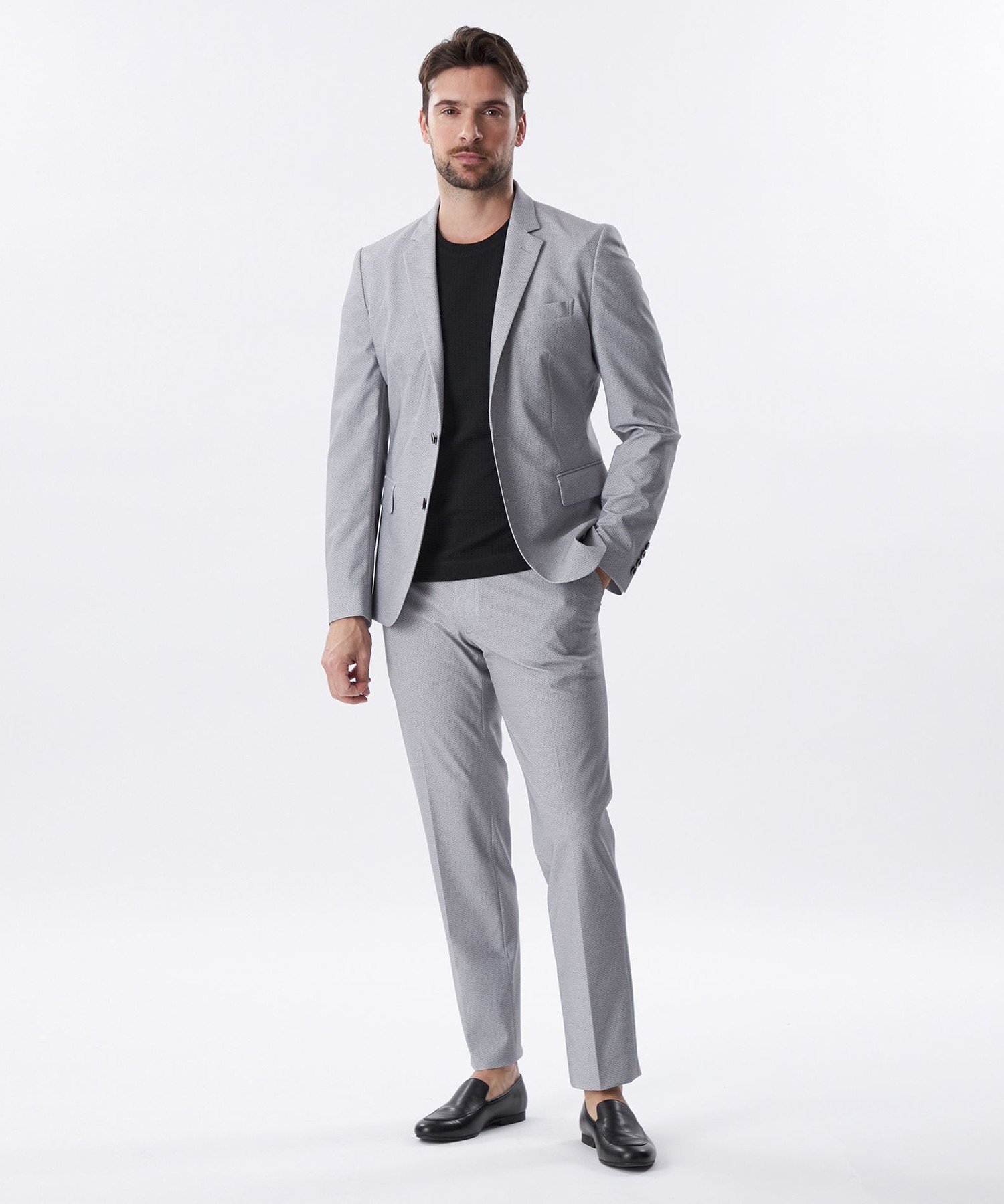 EPOCA UOMO 【セットアップ対応】トリコットプリントスラックス エポカ パンツ スラックス・ドレスパンツ グレー ネイビー【送料無料】