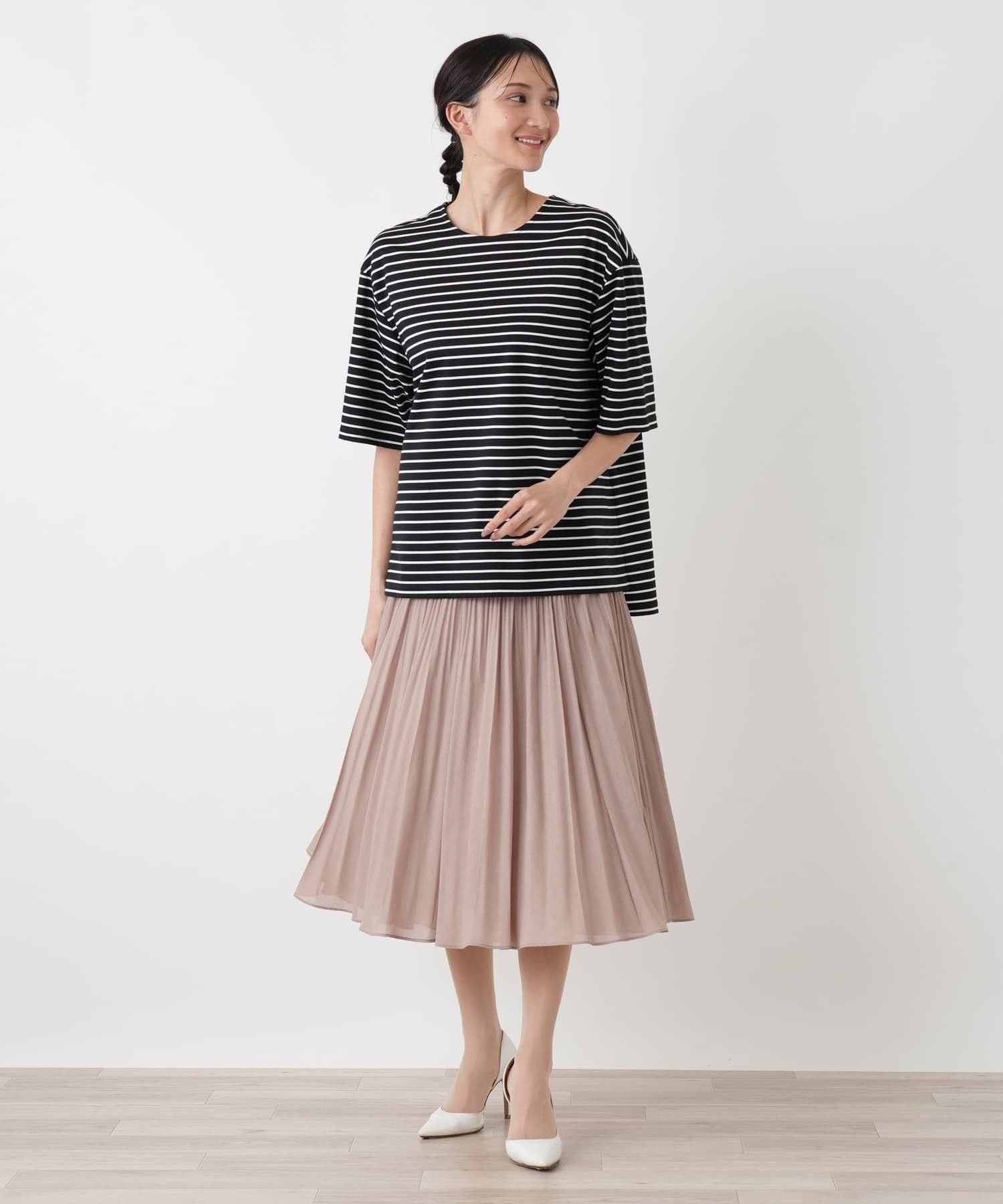 Leilian PLUS HOUSE カットソー【プラス企画】 レリアン プラスハウス トップス カットソー・Tシャツ ホワイト ブラック