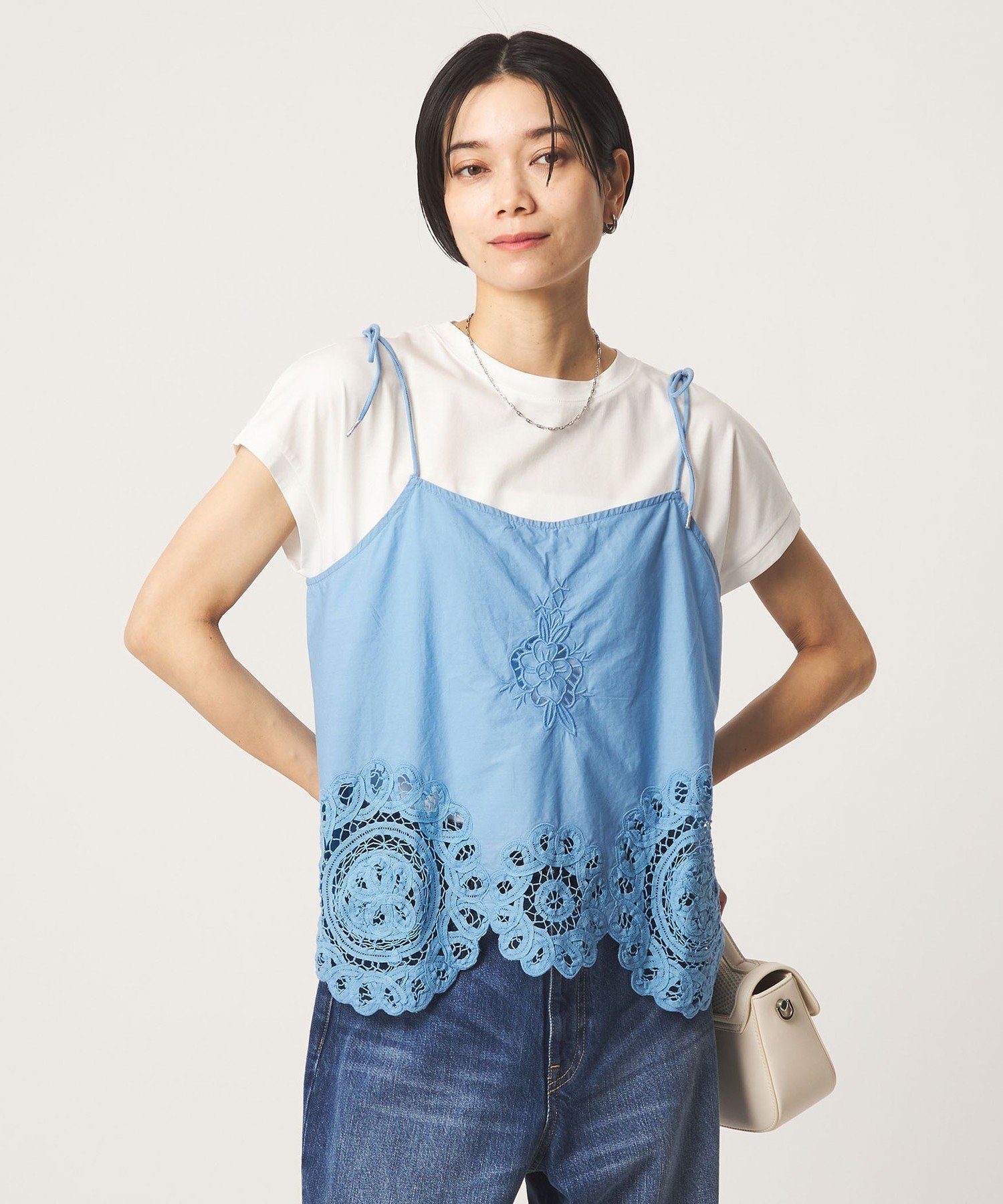 UNITED ARROWS green label relaxing 【別注】＜Fanaka＞レース キャミソール ユナイテッドアローズ グリーンレーベルリラクシング トップス キャミソール ブルー ホワイト【送料無料】