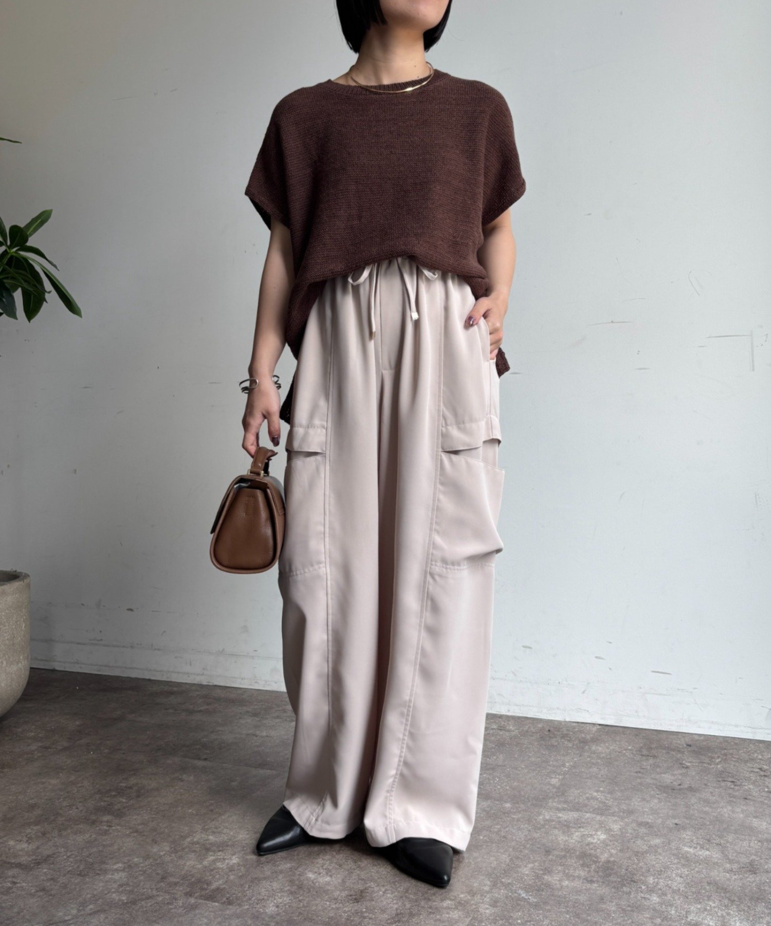 Jena espace merveilleux フレンチメッシュニット ジェナエスパスメルヴェイユ トップス ニット ブラウン レッド