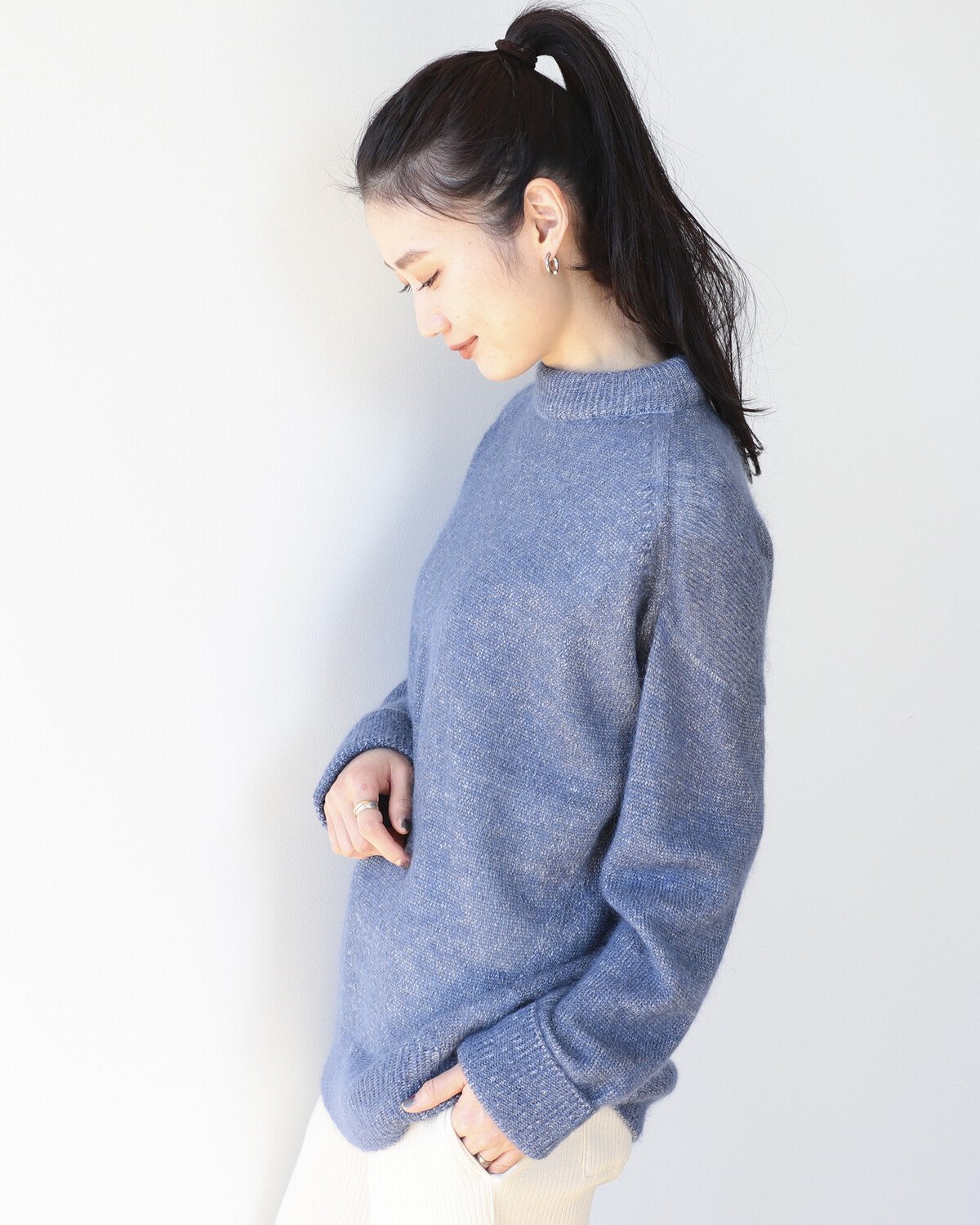 【SALE／80%OFF】Demi-Luxe BEAMS Demi-Luxe BEAMS / モヘヤ混 モックネック ニット ビームス アウトレット トップス ニット ブルー グレー ピンク【送料無料】のサムネイル