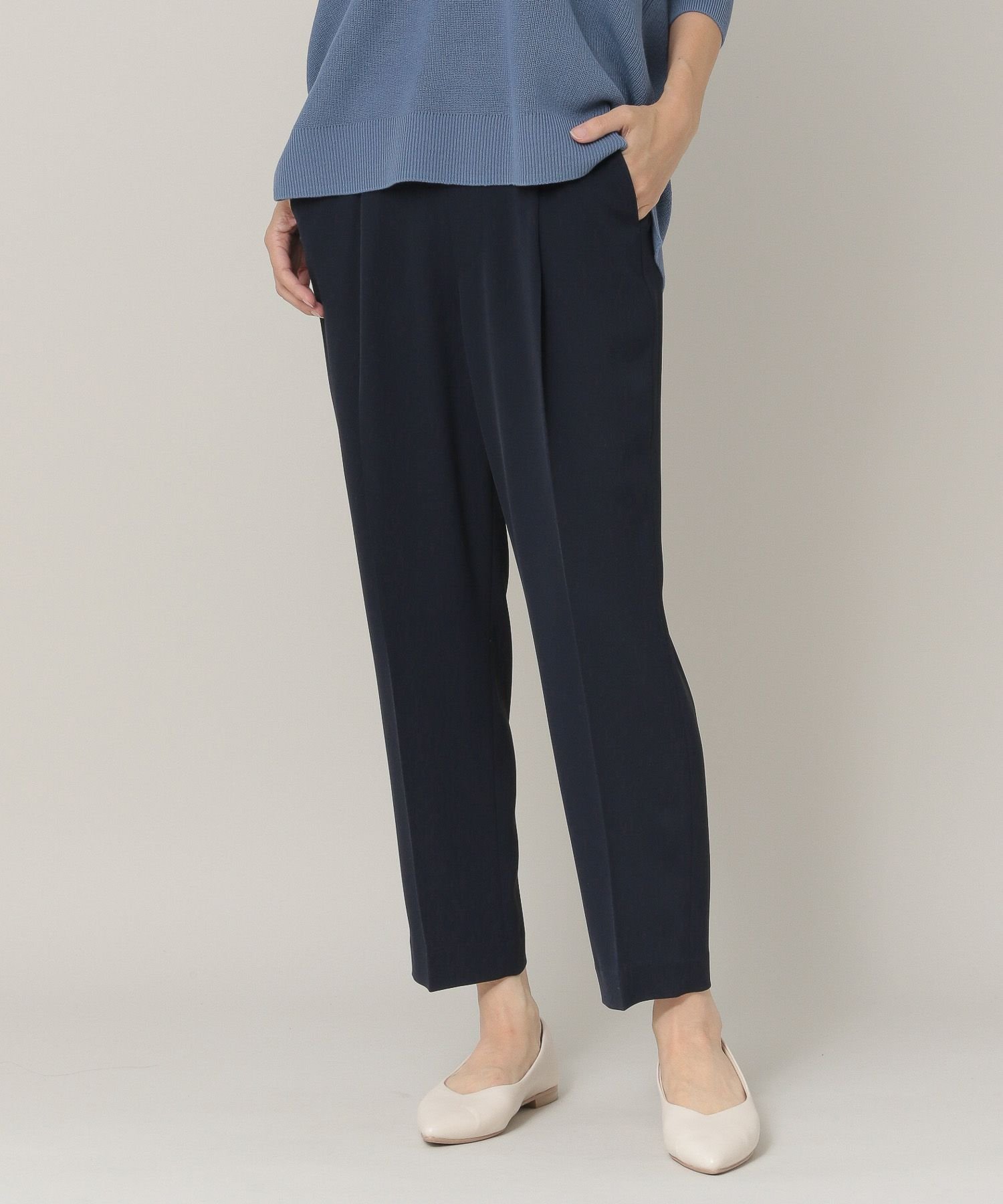 【SALE／20%OFF】Elura ＜2023春ver＞映えラクテーパードパンツ　大きいサイズ　ゆったり エルーラ パンツ スラックス・ドレスパンツ ネイビー ブラック グリーン ピンク【送料無料】のサムネイル