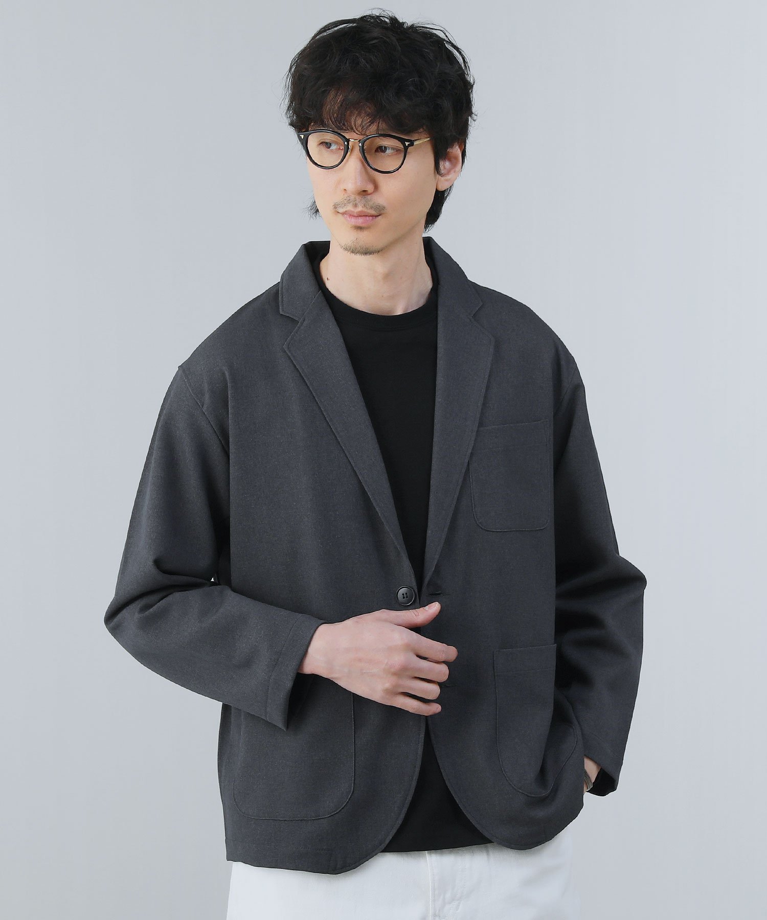 【SALE／5%OFF】Upscape Audience 日本製Naturemier（ナチュレミア）TECHウールライクツイル2B長袖テーラードジャケット カジュアル ジャケット・アウター テーラードジャケット・ブレザー ブラウン グレー ブラック【送料無料】