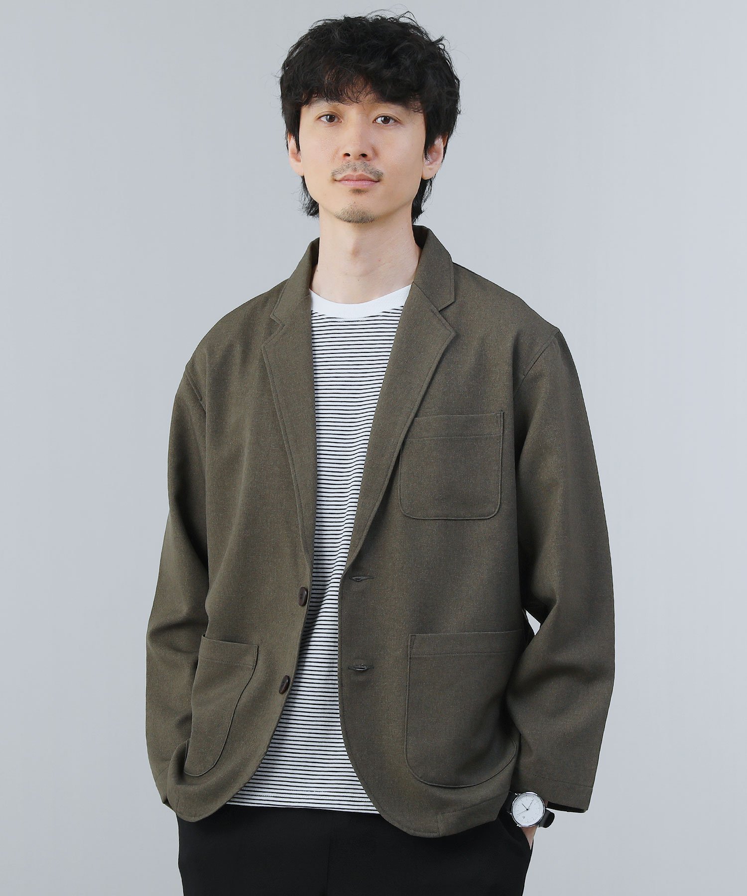 【SALE／5%OFF】Upscape Audience 日本製Naturemier（ナチュレミア）TECHウールライクツイル2B長袖テーラードジャケット カジュアル ジャケット・アウター テーラードジャケット・ブレザー ブラウン グレー ブラック【送料無料】