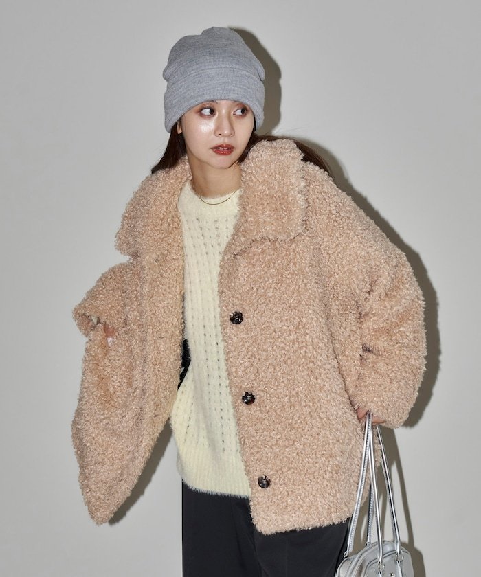 【SALE／15%OFF】PUBLUX プードルファーコート 限定展開 24AW フリークスストア ジャケット・アウター その他のジャケット・アウター ベージュ ブラウン【送料無料】のサムネイル