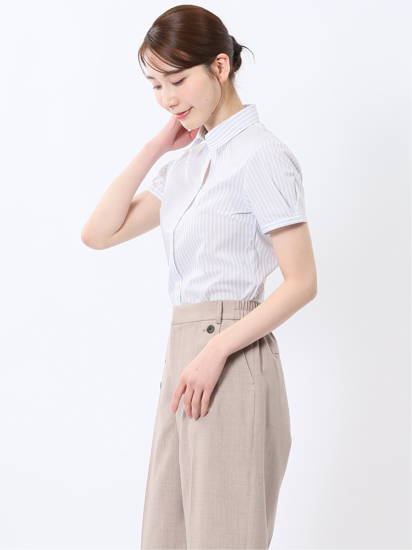 【SALE／50%OFF】m.f.editorial 嬉しい機能 スキッパー 半袖シャツ タカキュー スーツ・フォーマル Yシャツ・カッターシャツ グレー