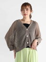 【SALE/23%OFF】Vin ラメ混メッシュショートカーディガン ヴァン トップス カーディガン ベージュ ホワイト ブラック【送料無料】