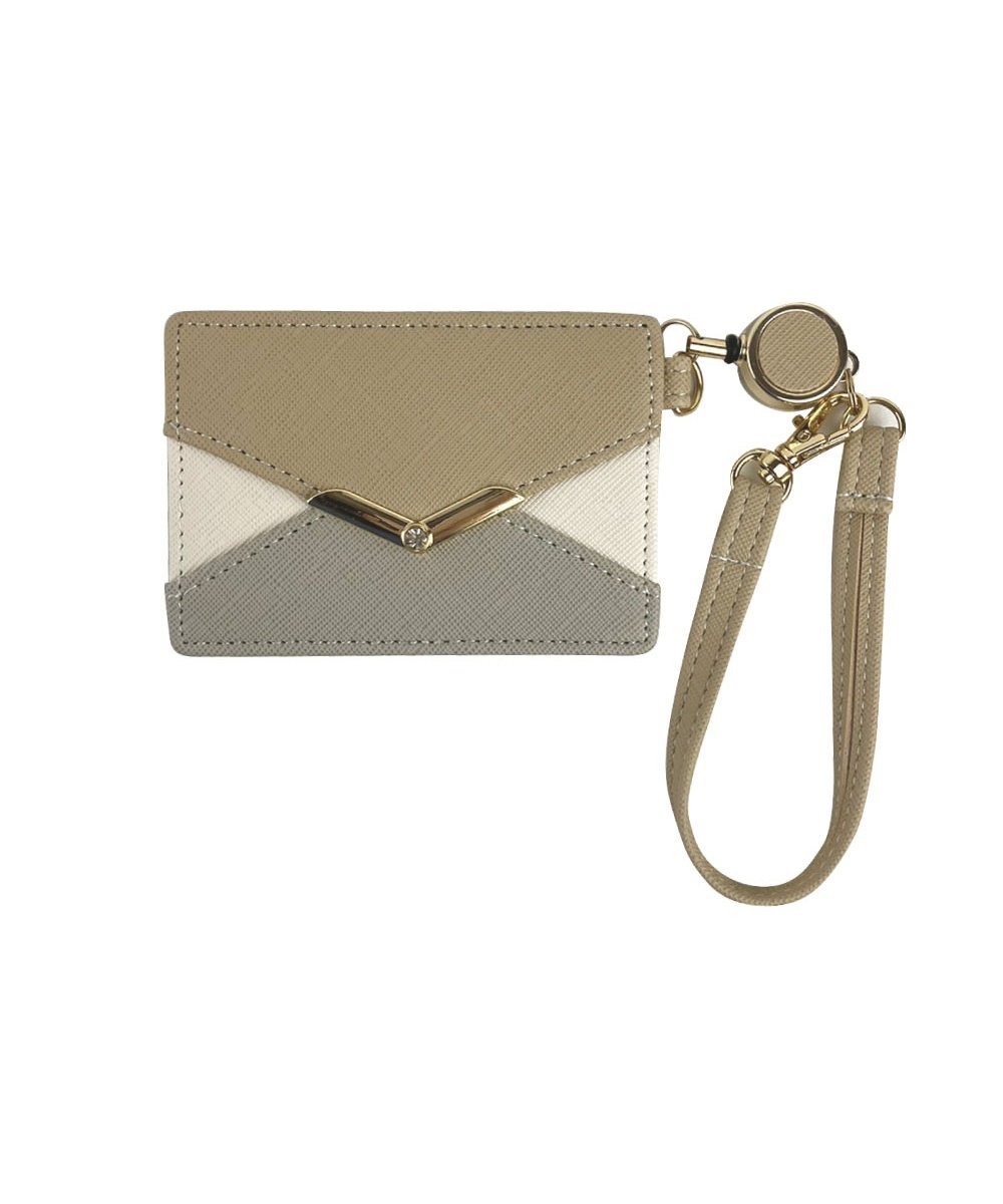 BACKYARD FAMILY V字ビジューパスケース ローラ 財布・ポーチ・ケース パスケース・定期入れ ベージュ