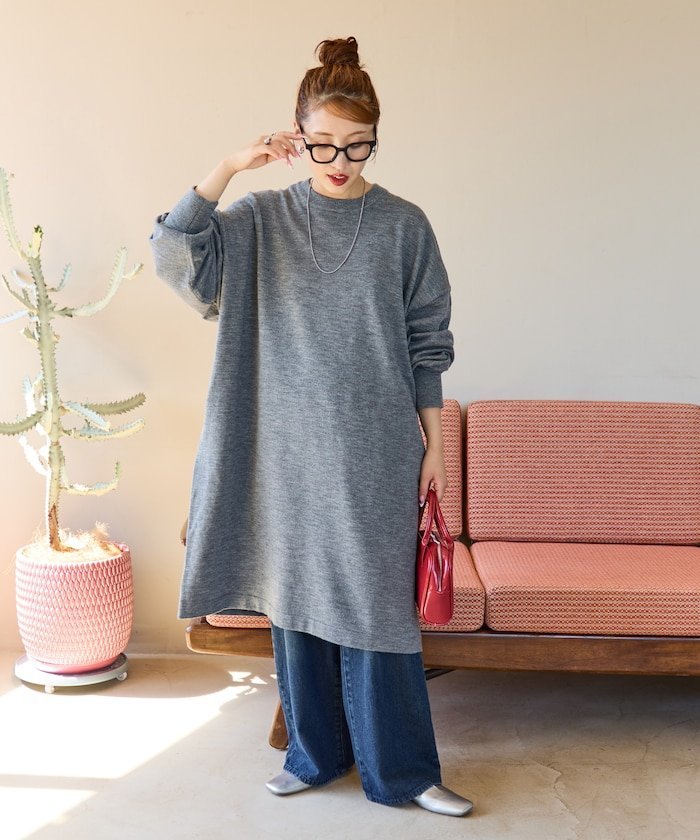 FREAK'S STORE ニット ミニ ワンピース【限定展開】 25AW フリークスストア ワンピース・ドレス ワンピース グレー ベージュ ブラック レッド ネイビー【送料無料】のサムネイル