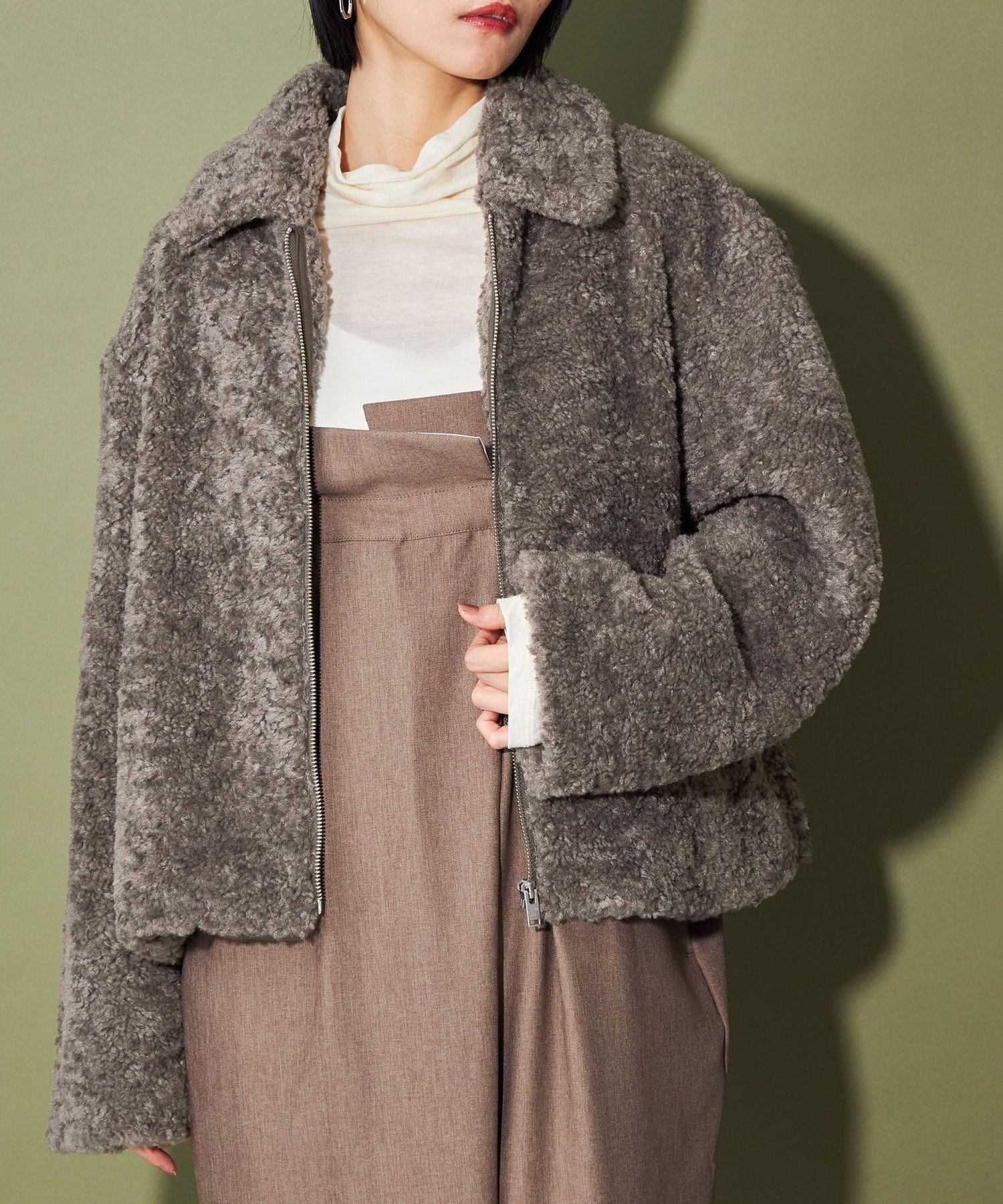 【SALE／50%OFF】CITEN ＜CITEN＞ボアショートブルゾン ユナイテッドアローズ アウトレット ジャケット・アウター ブルゾン・ジャンパー ベージュ グレー【送料無料】のサムネイル