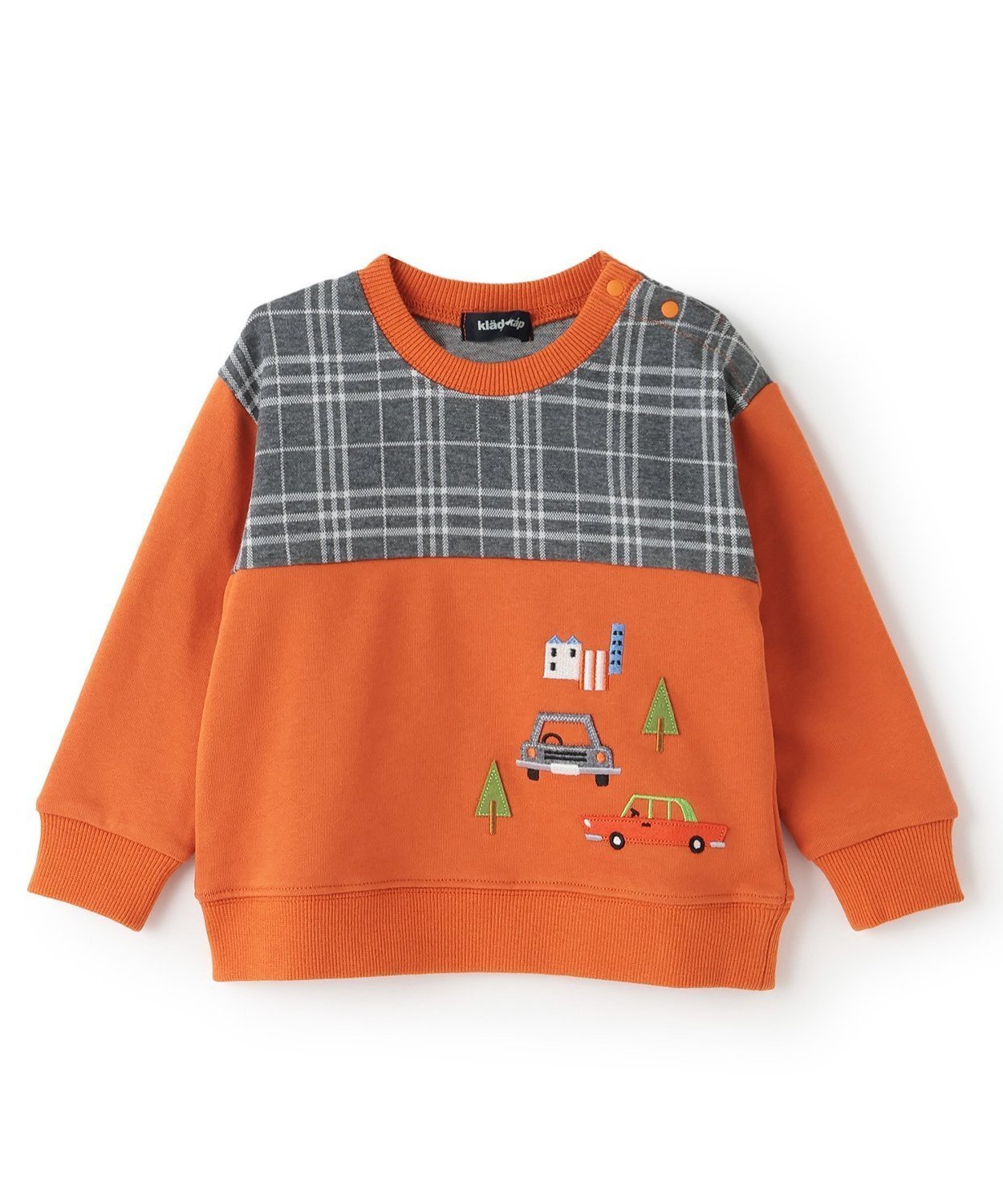 kladskap 車刺しゅうチェック切替トレーナー ナルミヤオンライン トップス スウェット・トレーナー オレンジ【送料無料】のサムネイル