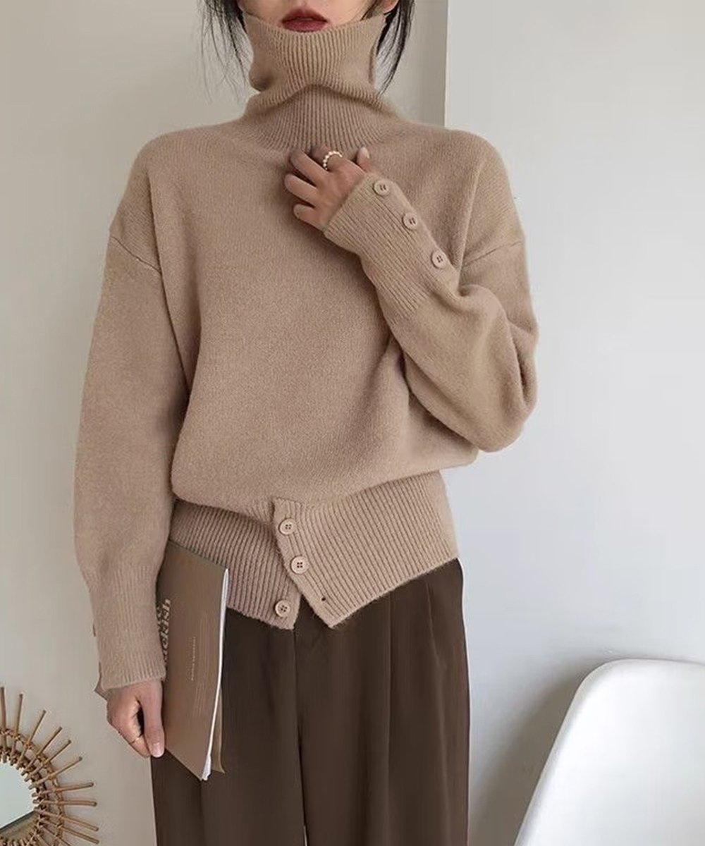 miniministore タートルネックリブニット トップス秋冬服 ミニミニストア トップス ニット ホワイト ベージュ ブラック グレー