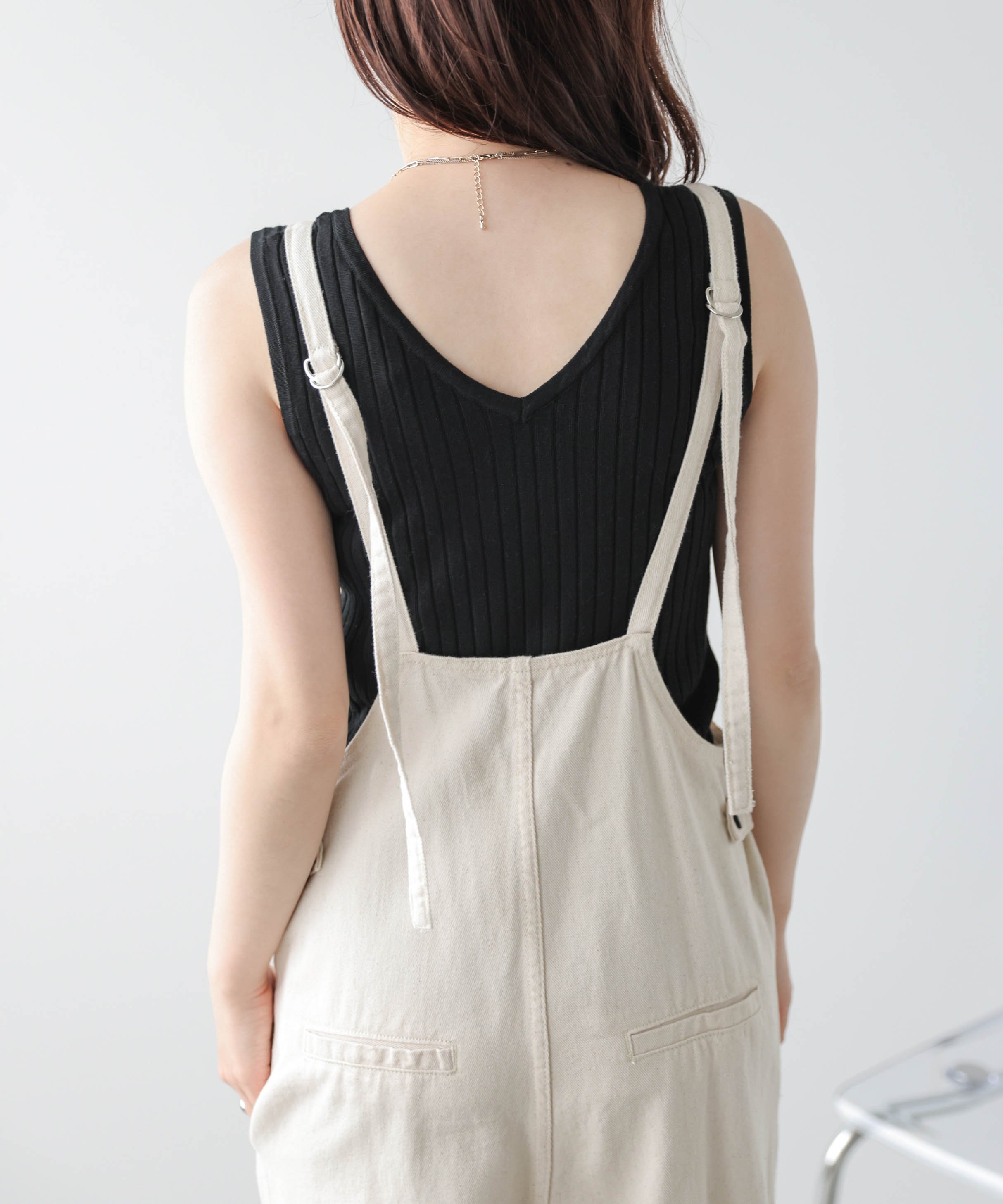 La-gemme シンプル2wayリブニットトップス ラジュール トップス ノースリーブ・タンクトップ ホワイト ネイビー グレー ピンク ブラック【送料無料】