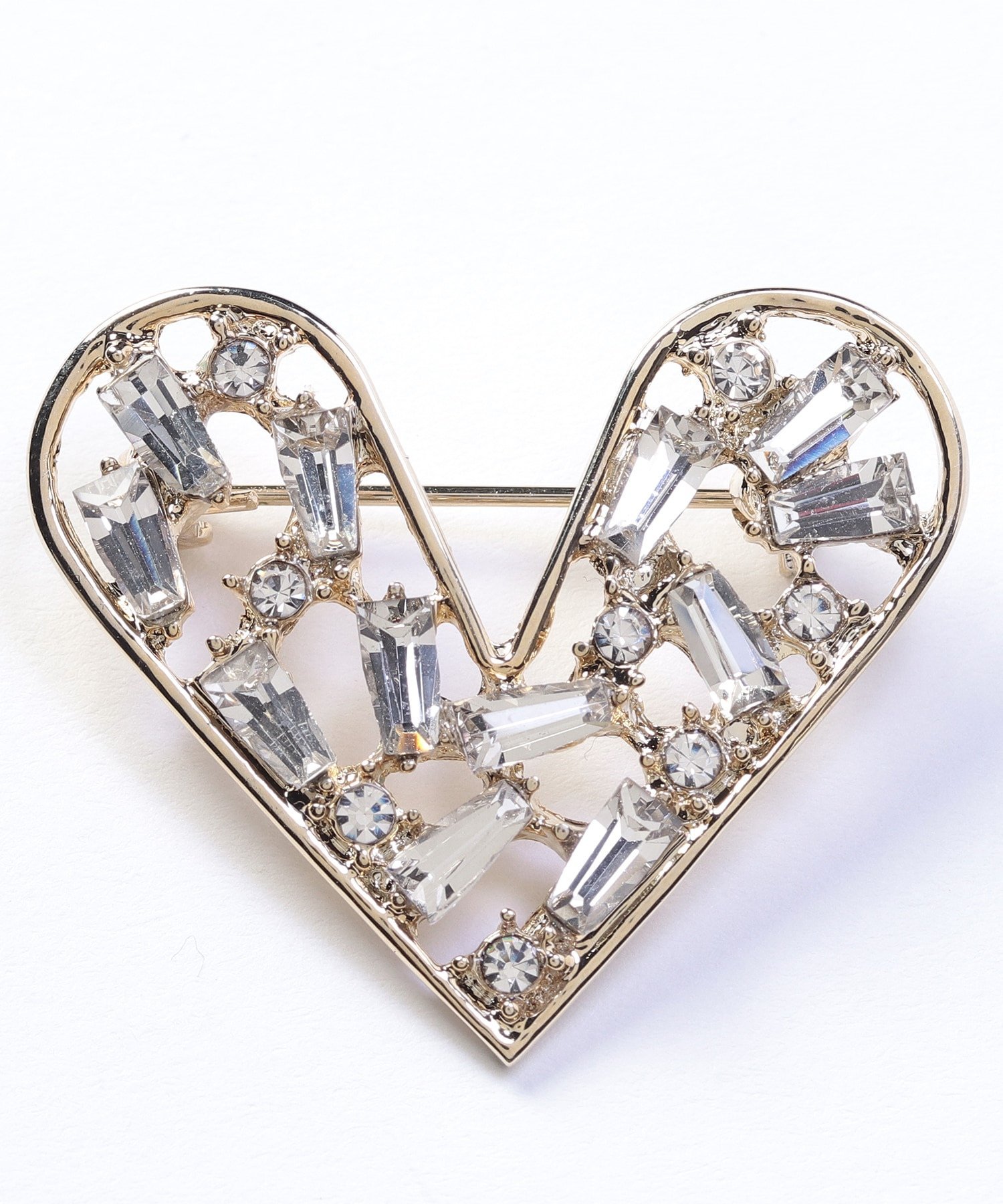 CARA O CRUZ ハート型ブローチ キャラ・オ・クルス アクセサリー・腕時計 ブローチ・コサージュ・バッジ ゴールド グレー【送料無料】