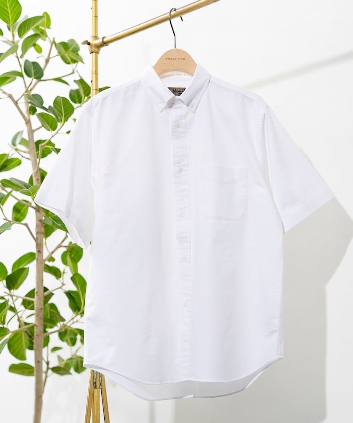 FREAK 039 S STORE NEW LOOSE FIT OX BD SHIRT SHORT SLEEVE フリークスストア トップス シャツ ブラウス ホワイト ブルー【送料無料】