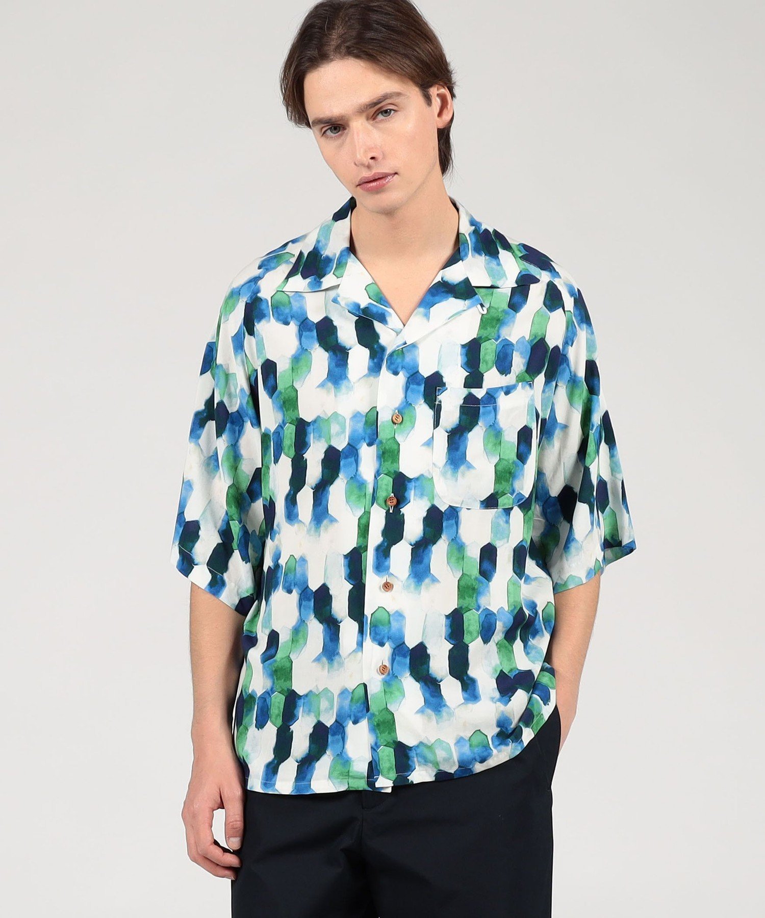 TOMORROWLAND BUYING WEAR 【別注】m's braque レーヨン オープンカラー ハーフスリーブシャツ トゥモローランド トップス シャツ・ブラウス ブルー【送料無料】