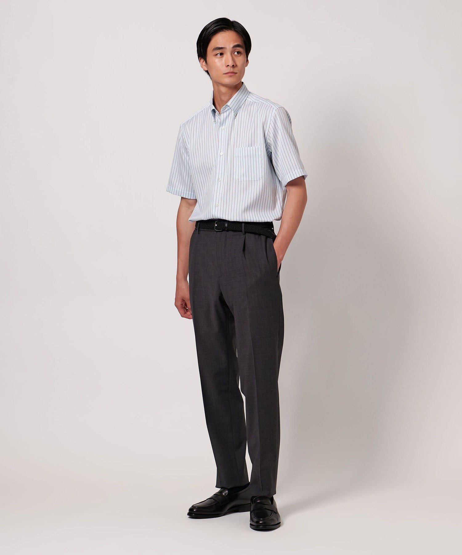 【SALE／30%OFF】UNITED ARROWS イージーケア AG パナマ ストライプ ボタンダウンカラーシャツ -抗菌防臭・通気性- ユナイテッドアローズ アウトレット トップス シャツ・ブラウス ブルー【送料無料】