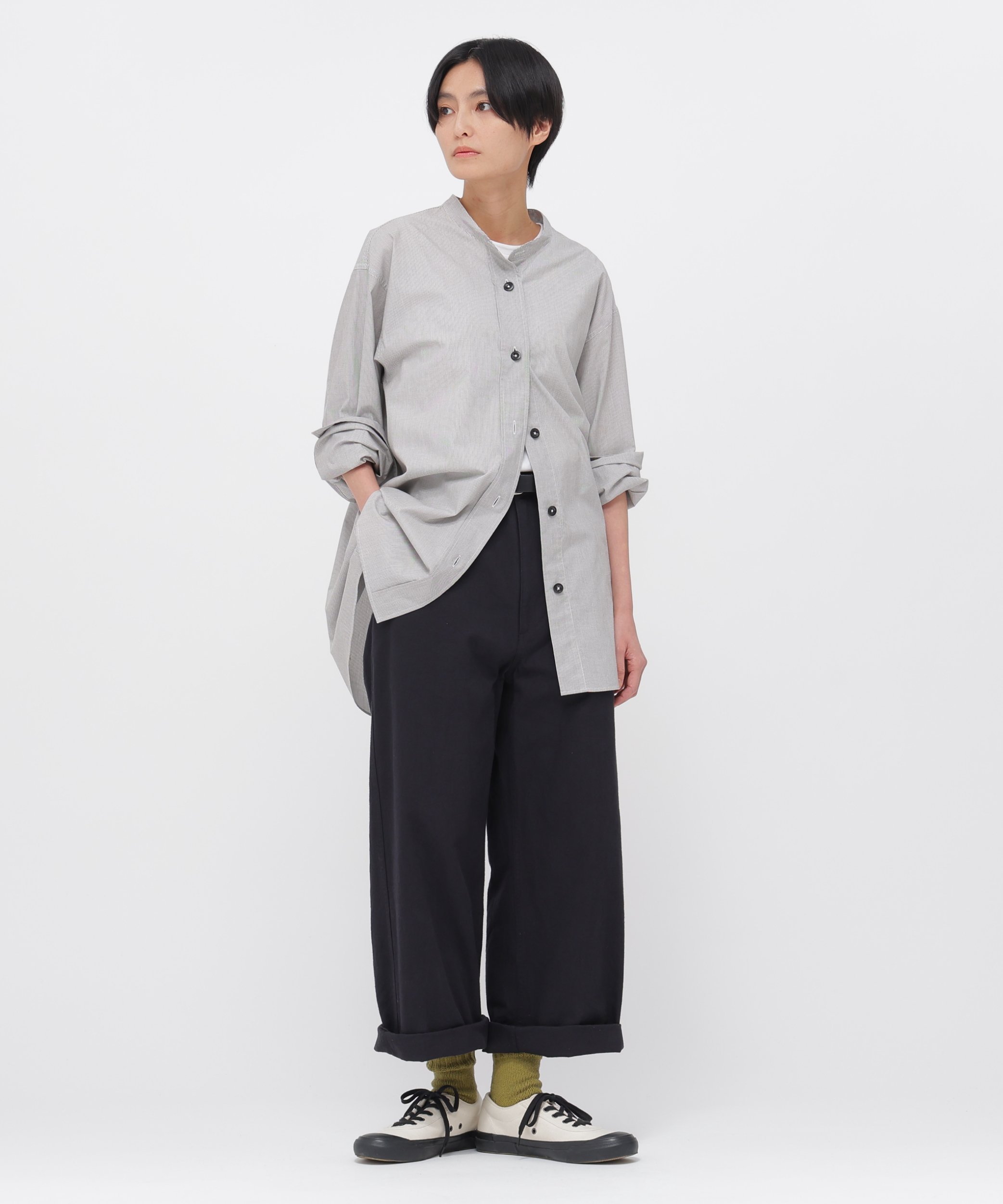 MHL. WORN COTTON HAIRLINE STRIPE SHIRT マーガレット・ハウエル トップス シャツ・ブラウス