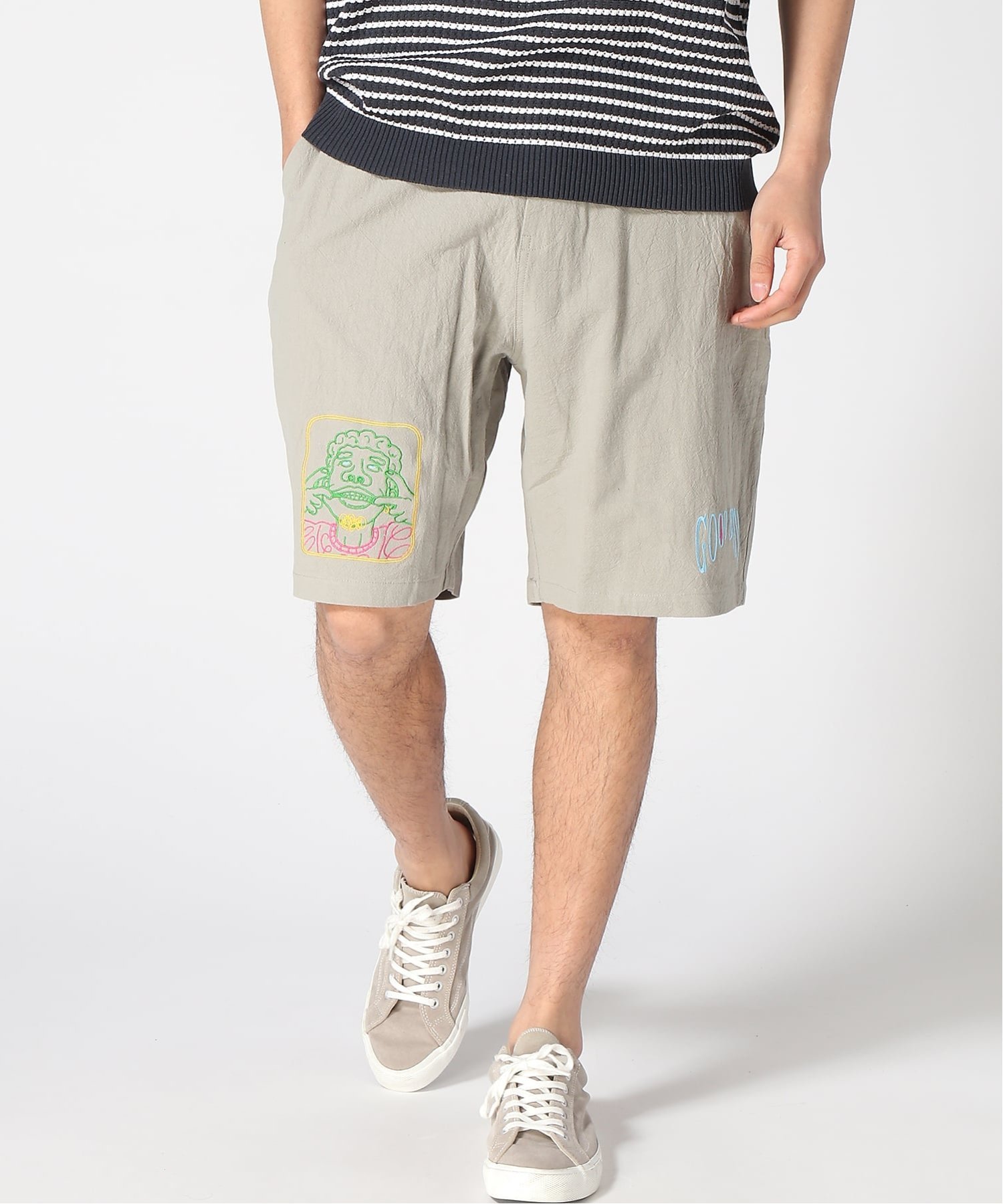 gym master gym master/(U)GOOD BOY刺繡ショーツ ジムマスター パンツ その他のパンツ ブラック ホワイト グレー ネイビー