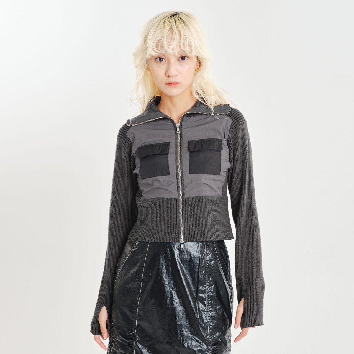 atmos pink atmos pink Docking Knit Zip-up GRAY アトモス ジャケット・アウター その他のジャケット・アウター グレー