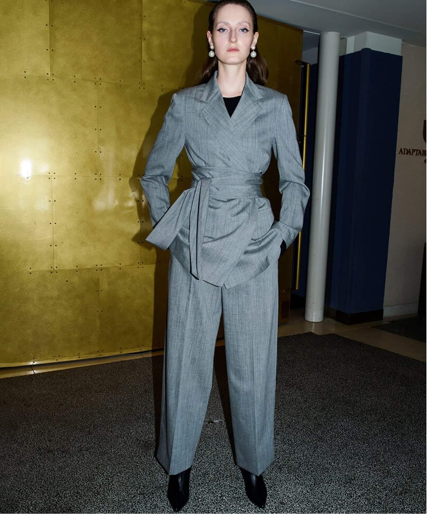 VERMEIL par iena 《予約》ネップツイルパンツ ヴェルメイユ パー イエナ パンツ スラックス・ドレスパンツ グレー