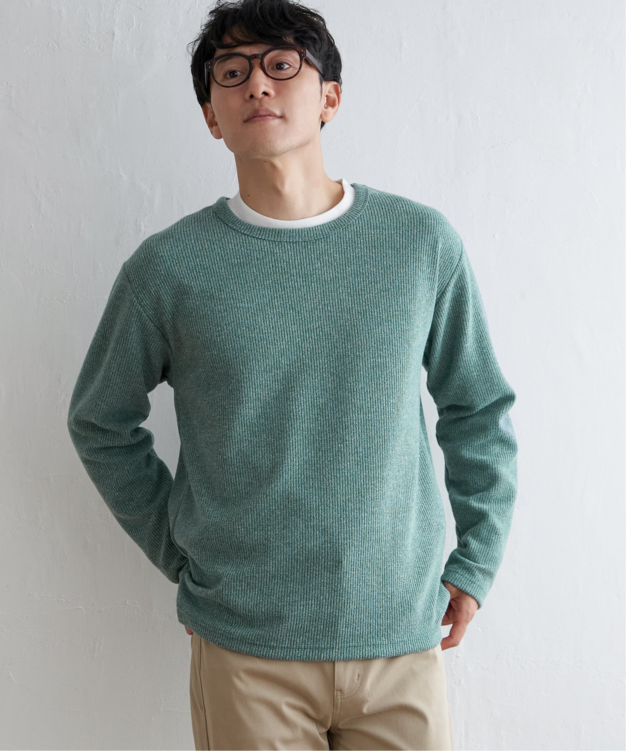 【SALE/30%OFF】ikka 【おっさんずラブ着用商品】メランジ畦プルオーバーインナーセット【2点セット】 イッカ トップス スウェット・トレーナー ベー...