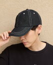 LAKOLE デニム風ステッチキャップ ラコレ 帽子 キャップ ネイビー ブラック