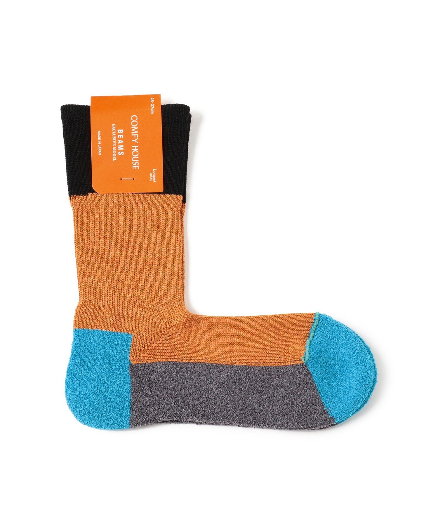 BEAMS COMFY HOUSE / Multi Panel Crew Socks ビームス メン 靴下・レッグウェア 靴下 イエロー ブラック