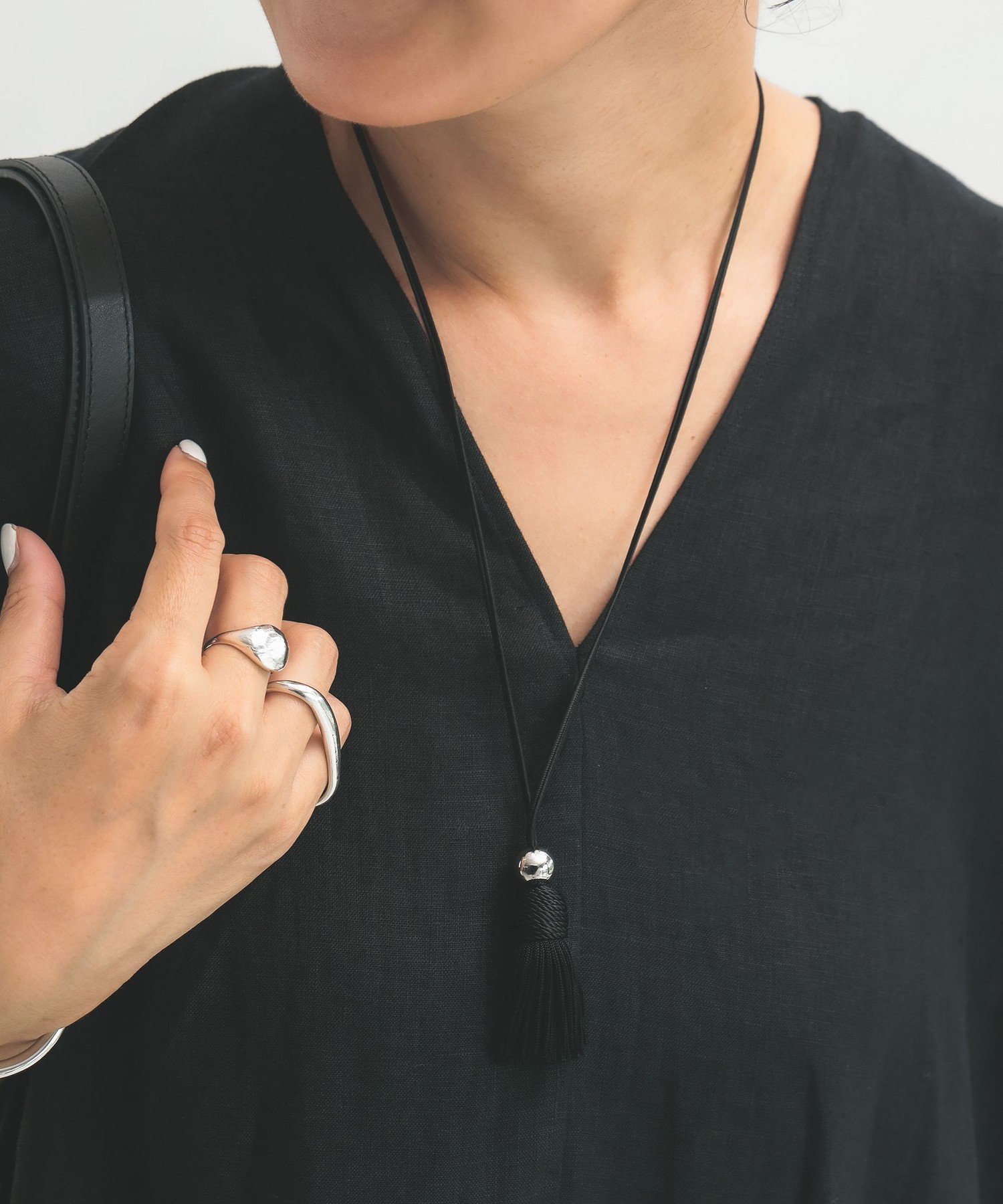 Demi-Luxe BEAMS ブラック タッセル ネックレス デミルクス ビームス アクセサリー・腕時計 その他のアクセサリー・腕時計 ブラック【送料無料】