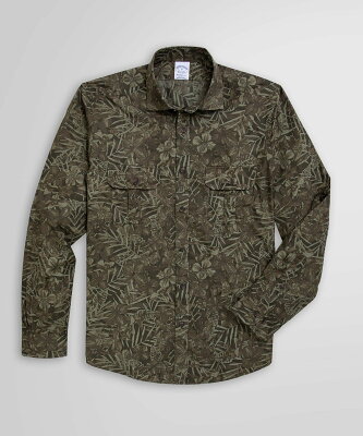 【SALE/30%OFF】BROOKS BROTHERS (M)カモフラージュ ボタニカルプリント スポーツシャツ Regent ブルックス ブラザーズ トップス シャツ・ブラウス グリーン【送料無料】