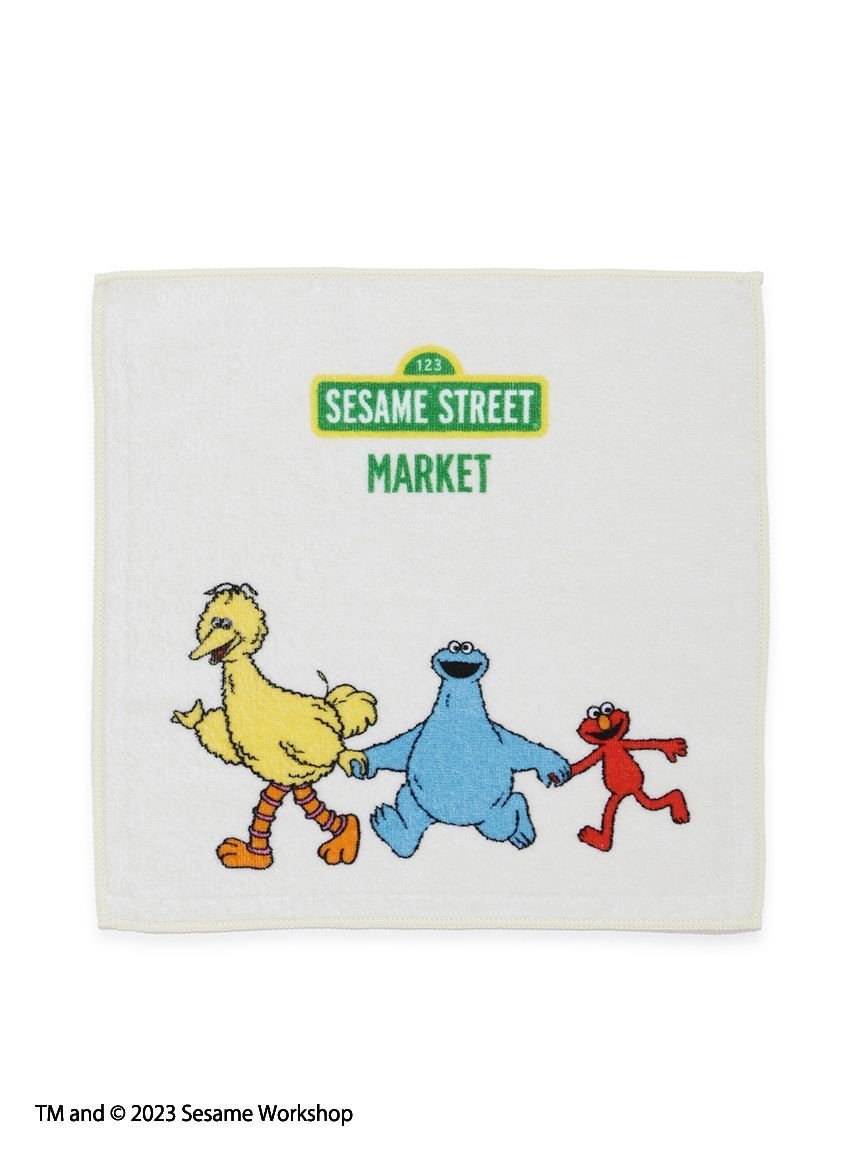 SESAME STREET MARKET ヴィンテージアートハンドタオル セサミストリートマーケット ファッション雑貨 ハンカチ・ハンドタオル ホワイト ネイビー イエロー
