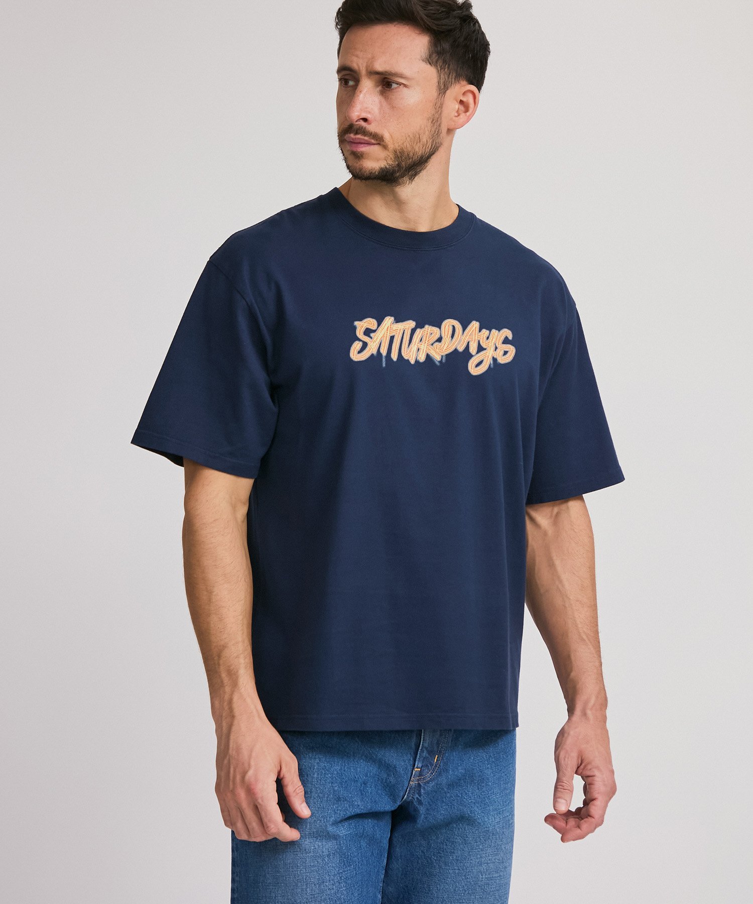 【SALE／20%OFF】Saturdays NYC Neon Saturdays SS Tee サタデーズ　ニューヨークシティ トップス カットソー・Tシャツ ホワイト ネイビー【送料無料】のサムネイル