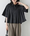 【SALE/41%OFF】La-gemme プリーツデザインシャツ ラジュール トップス シャツ・ブラウス ホワイト ブラック