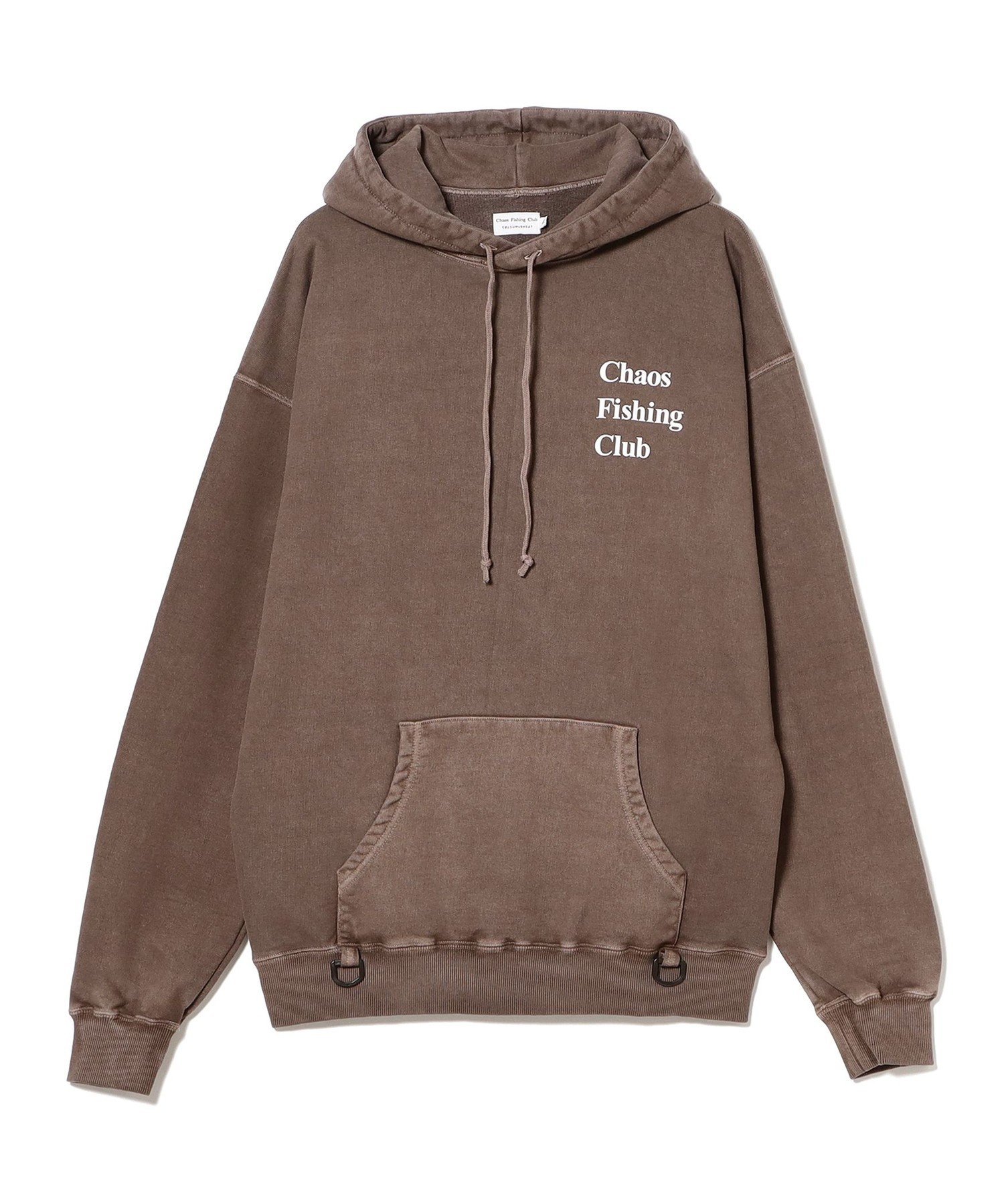 BEAMS T Chaos Fishing Club / Logo Pigment Hoodie ビームスT トップス スウェット・トレーナー ブラウン ブラック【送料無料】
