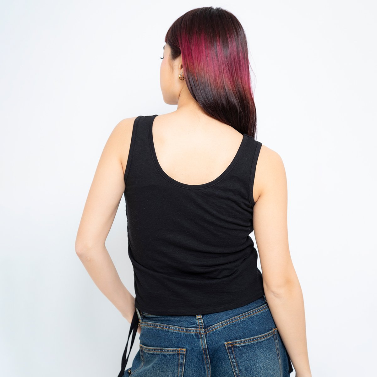 atmos pink atmos pink 2WAY Side shirring Tank Top BLACK アトモス トップス ノースリーブ・タンクトップ ブラック