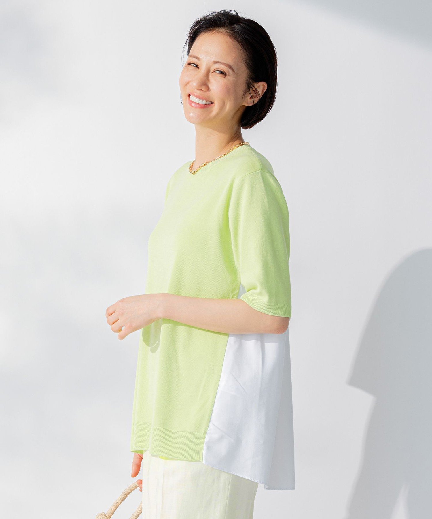 【SALE／30%OFF】自由区 L 【洗える】ハイツイストコットンアセテート バックデザイン プルオーバーニット ジユウク トップス ニット グレー ブラック グリーン パープル【送料無料】