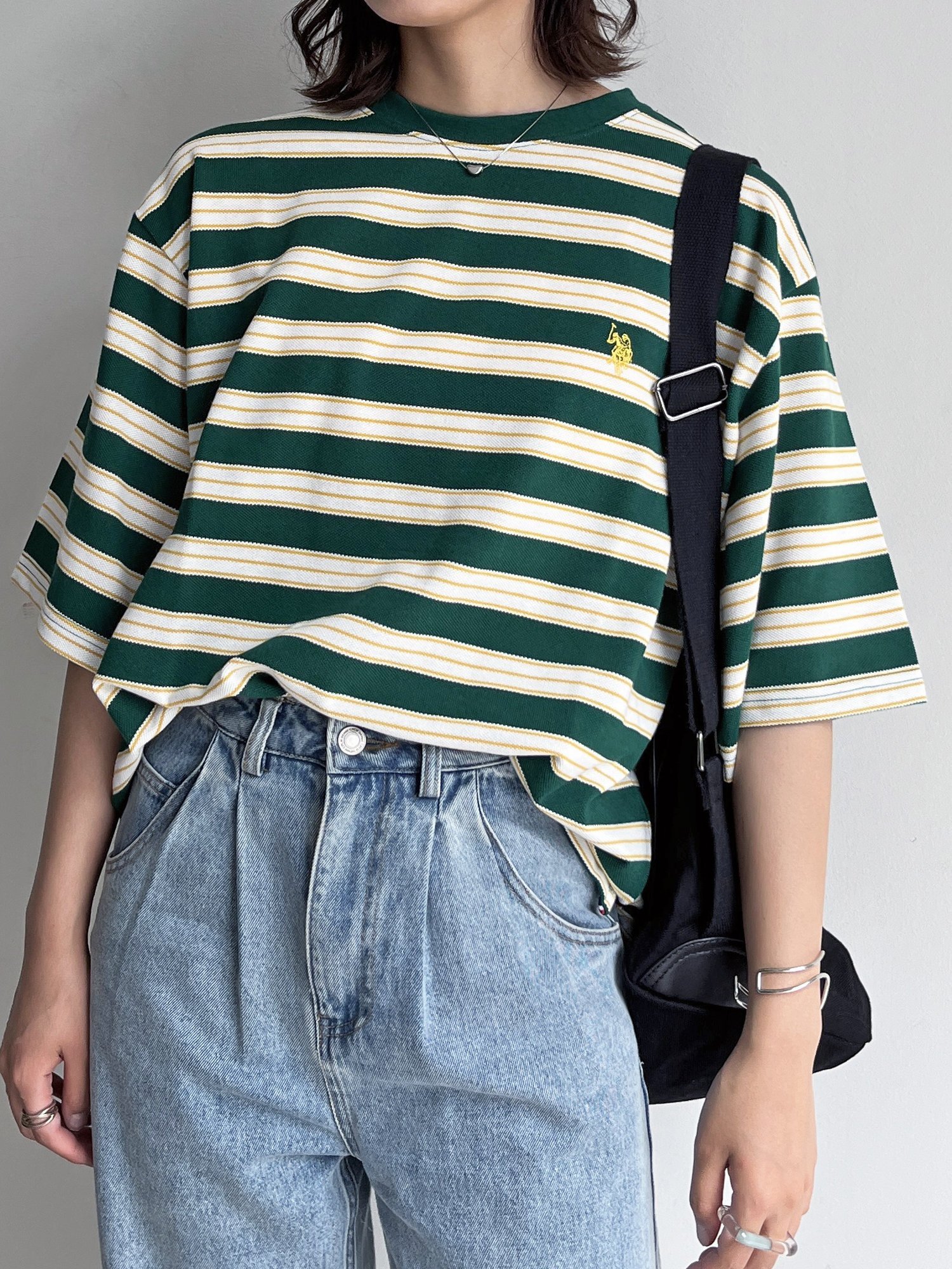 【SALE／44%OFF】CPCM 【U.S. POLO ASSN.】1ポイント刺繍鹿の子T シーピーシーエム トップス カットソー・Tシャツ イエロー ホワイト ベージュ グリーン ブルー ブラック