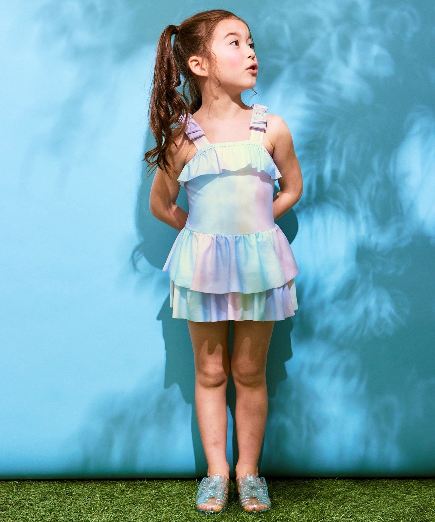 【SALE／20%OFF】ANY KIDS 総柄 フリル ワンピース 水着 エニィ 水着・スイムグッ...