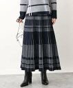 MK MICHEL KLEIN(小さいサイズ) 【小さいサイズ】チェック柄プリーツニットスカート/洗える メゾンドゥサンク スカート ロング・マキシスカート ネ...