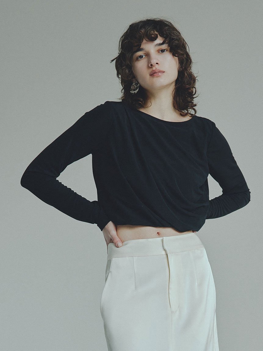 MIESROHE ドレープイージートップス【ウォッシャブル】 ミースロエ トップス カットソー・Tシャツ ブラック ホワイト【送料無料】のサムネイル