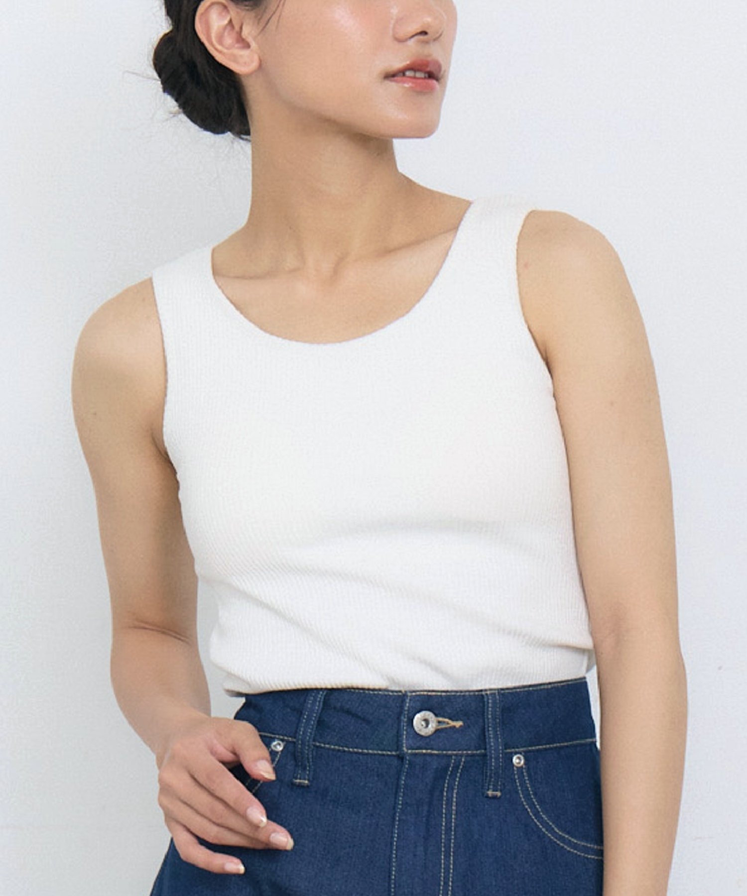 【SALE／10%OFF】RETRO GIRL カップ付アメスリタンク レトロガール トップス ノースリーブ・タンクトップ ホワイト ブラック グレー イエロー