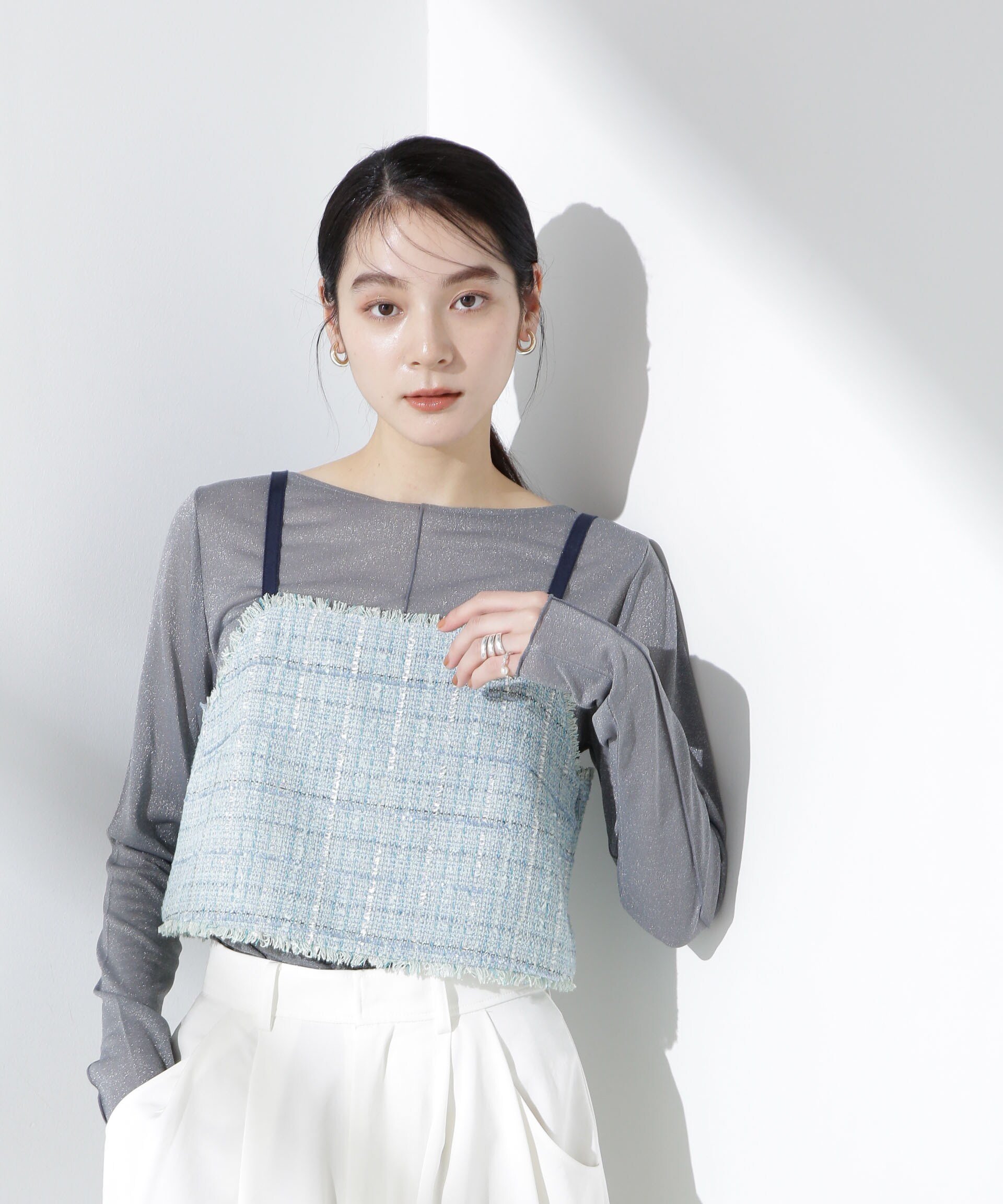 【SALE／40%OFF】NANO universe ツィードショートビスチェ ナノユニバース トップス シャツ・ブラウス ..