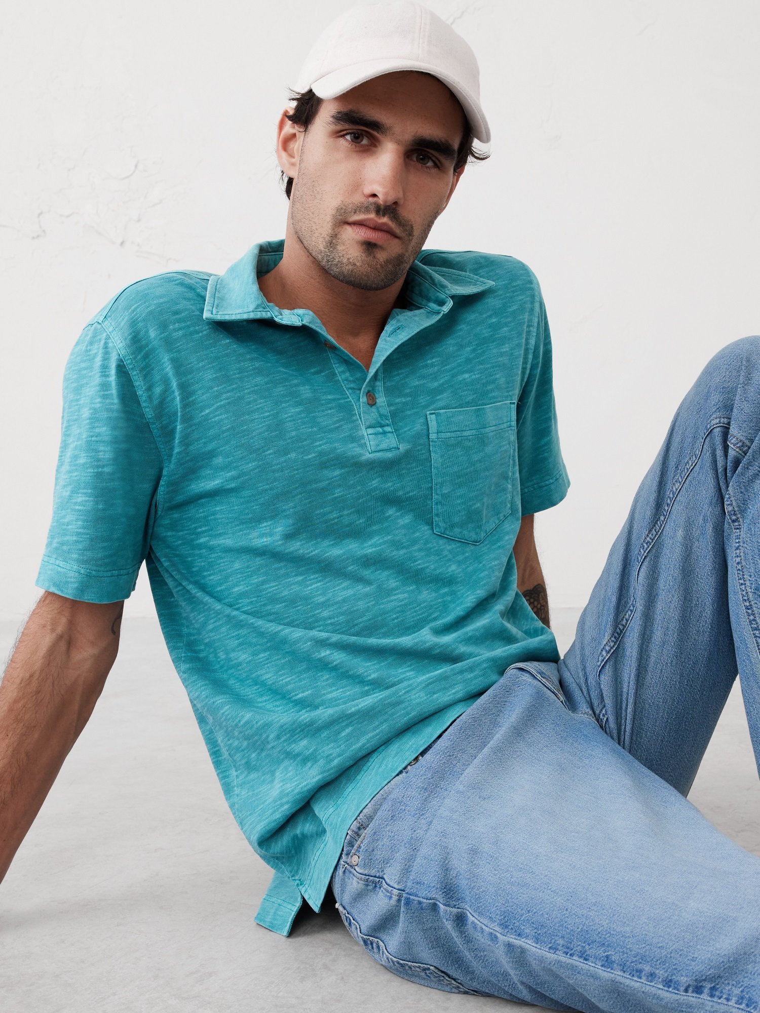 【SALE／58%OFF】BANANA REPUBLIC FACTORY STORE (M)BANANA REPUBLIC FACTORY STORE　　ヴィンテージスラブポロシャツ バナナ・リパブリック ファクトリーストアー トップス ポロシャツ イエロー ブルー ホワイト ベージュ