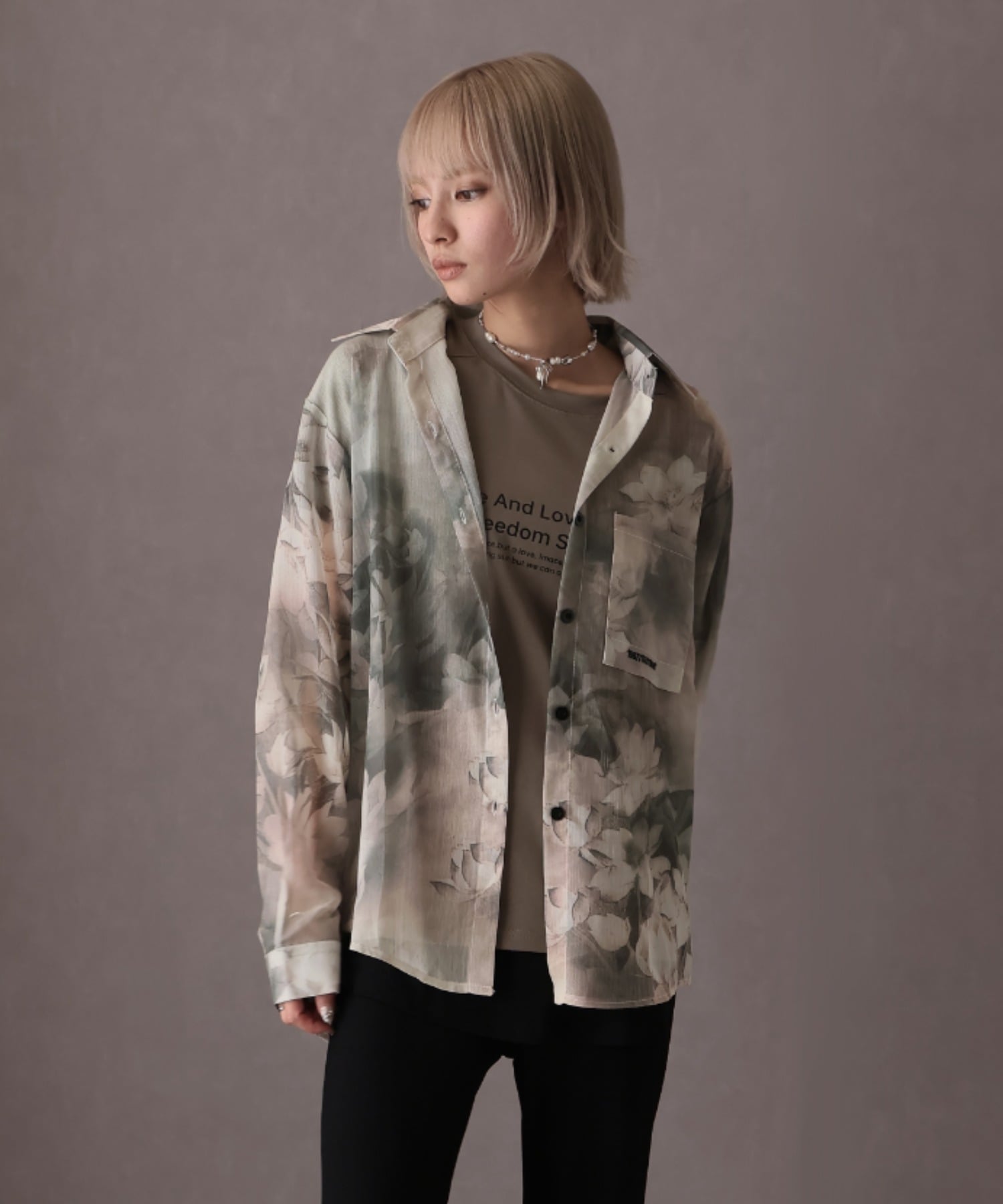 girlydoll/シアータイダイ柄シャツ ドゥーラ ドゥーラ トップス シャツ・ブラウス パープル グレー