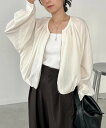 CAPRICIEUX LE'MAGE 【晩夏の羽織におすすめ】ノーカラーラウンドブルゾン カプリシュ レマージュ ジャケット・アウター ブルゾン・ジャンパー ホワイト ブラック【送料無料】